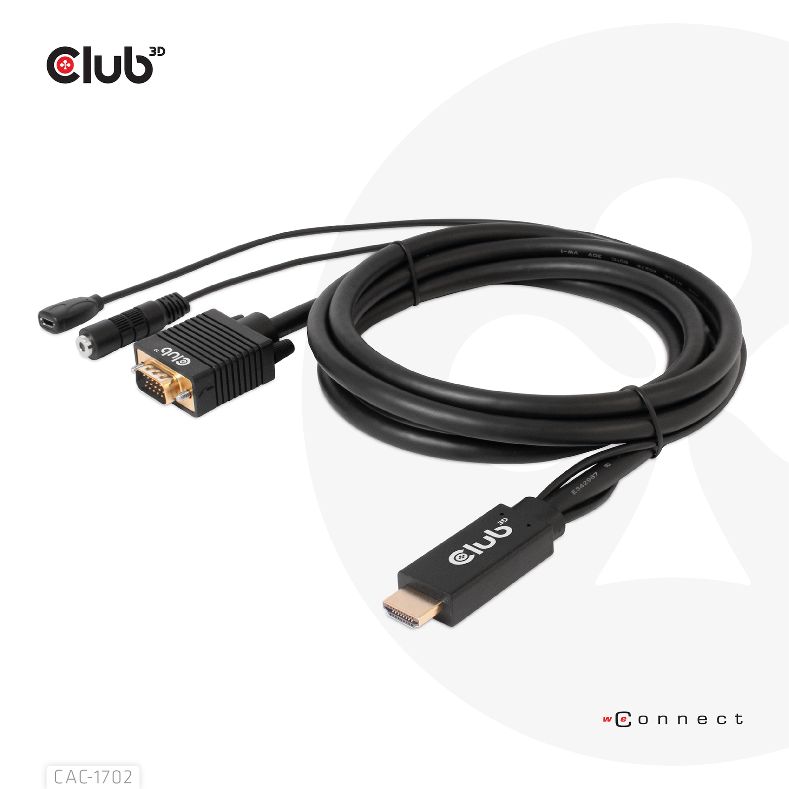 Club 3D Cable HDMI+Micro-USB Socket VGA+3.5mm 2m St/Bu