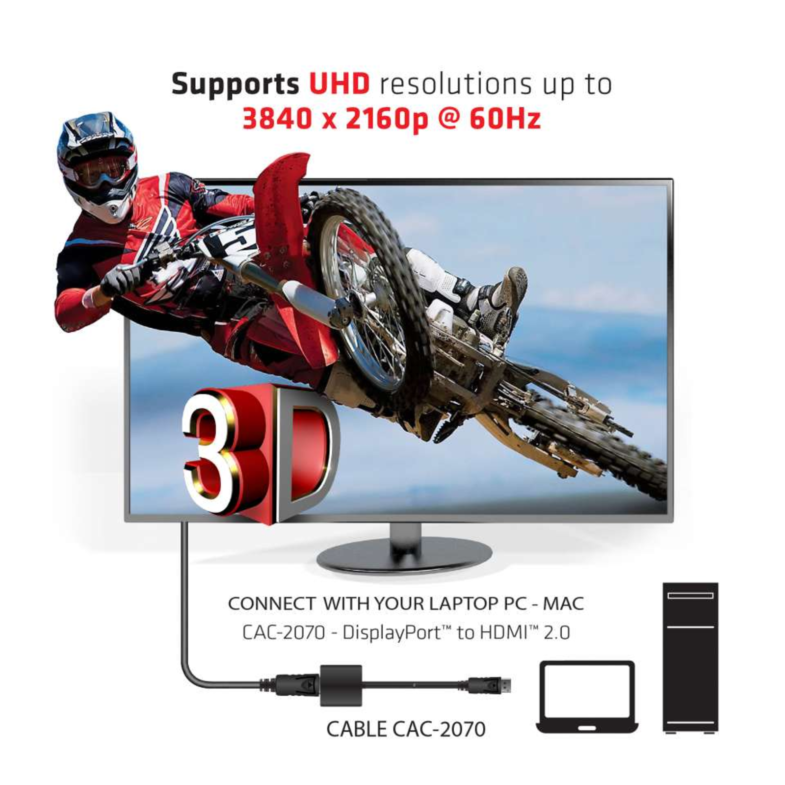 Club 3D Display Port to HDMI 2.0 3D 4K60Hz Ak