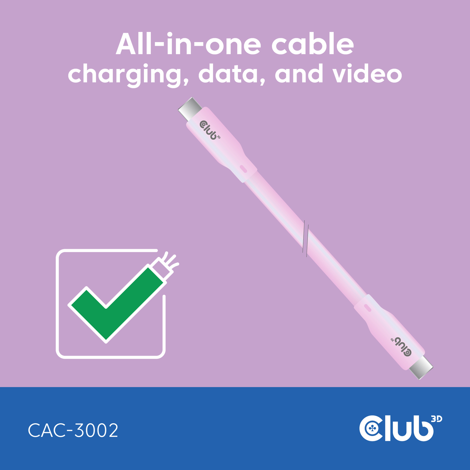 Club 3D Cable USB 3.1 C (St) C (St) 2.0m Club3D Lifestyle Pink