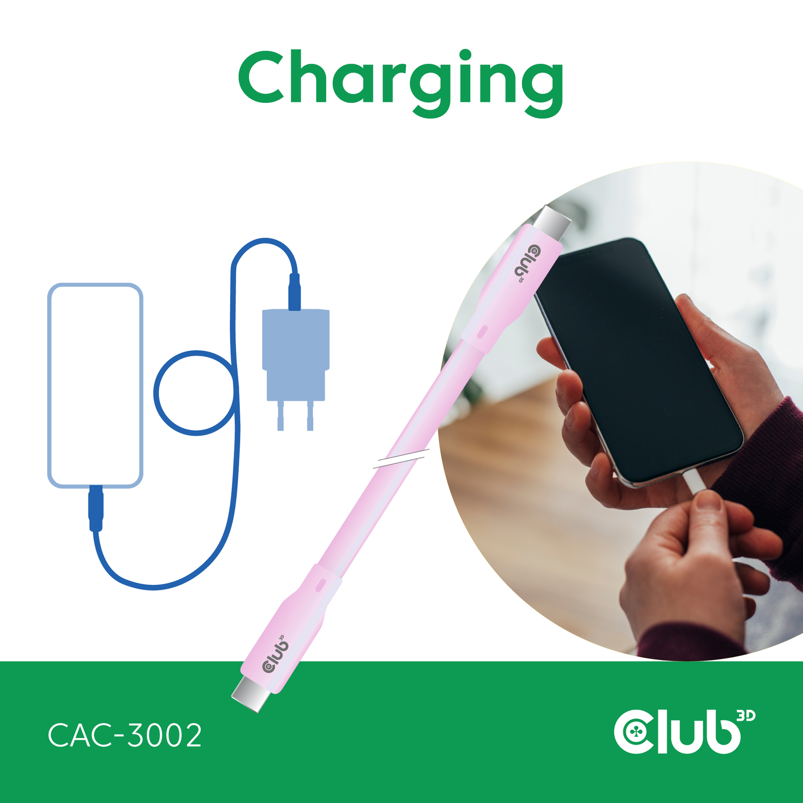 Club 3D Cable USB 3.1 C (St) C (St) 2.0m Club3D Lifestyle Pink