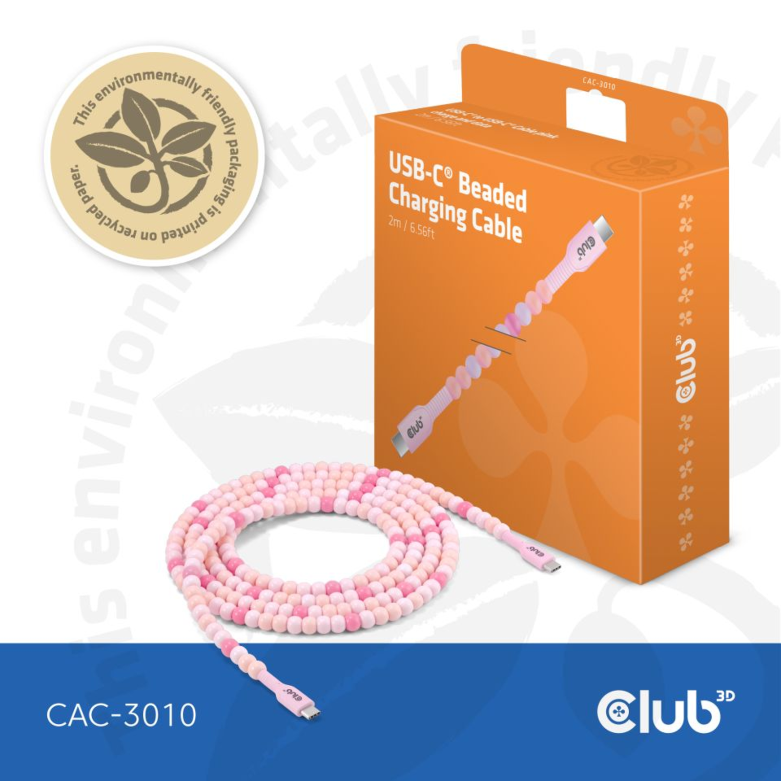 Club 3D USB Type-C Cable 2m Pink