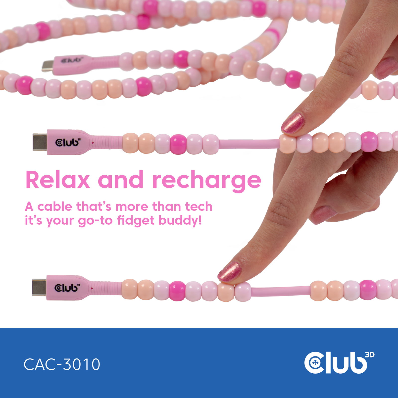 Club 3D USB Type-C Cable 2m Pink