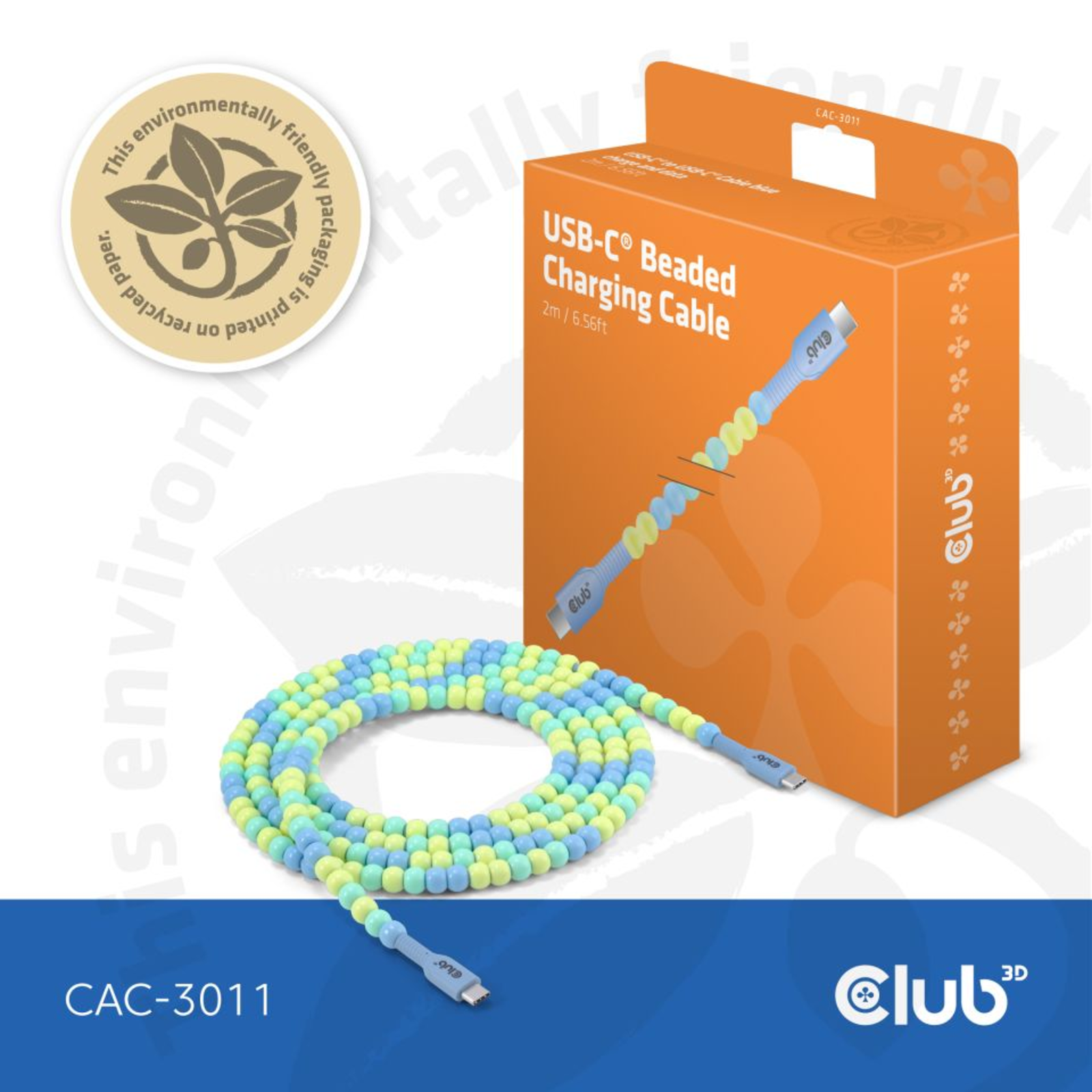 Club 3D USB Type-C Cable 2m Blue