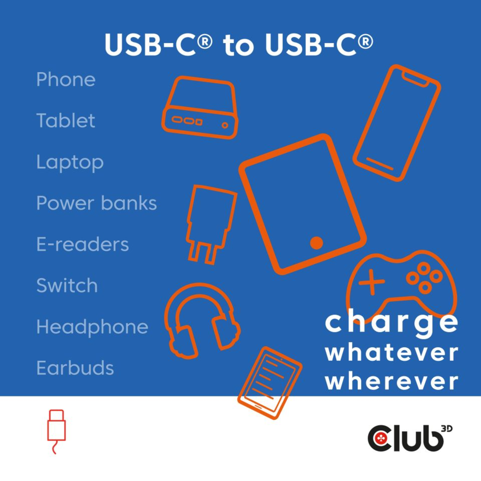 Club 3D Lifestyle USB-C Magnetic Cable 240W Cable Digital/Data