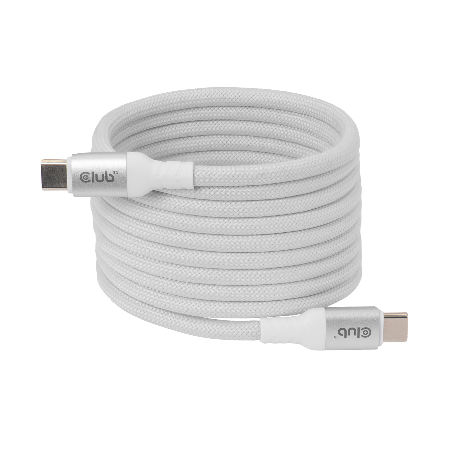 Club 3D Cable USB-C 240W PD3.1 Magnetic Fast Charging White Cable Digital/Data
