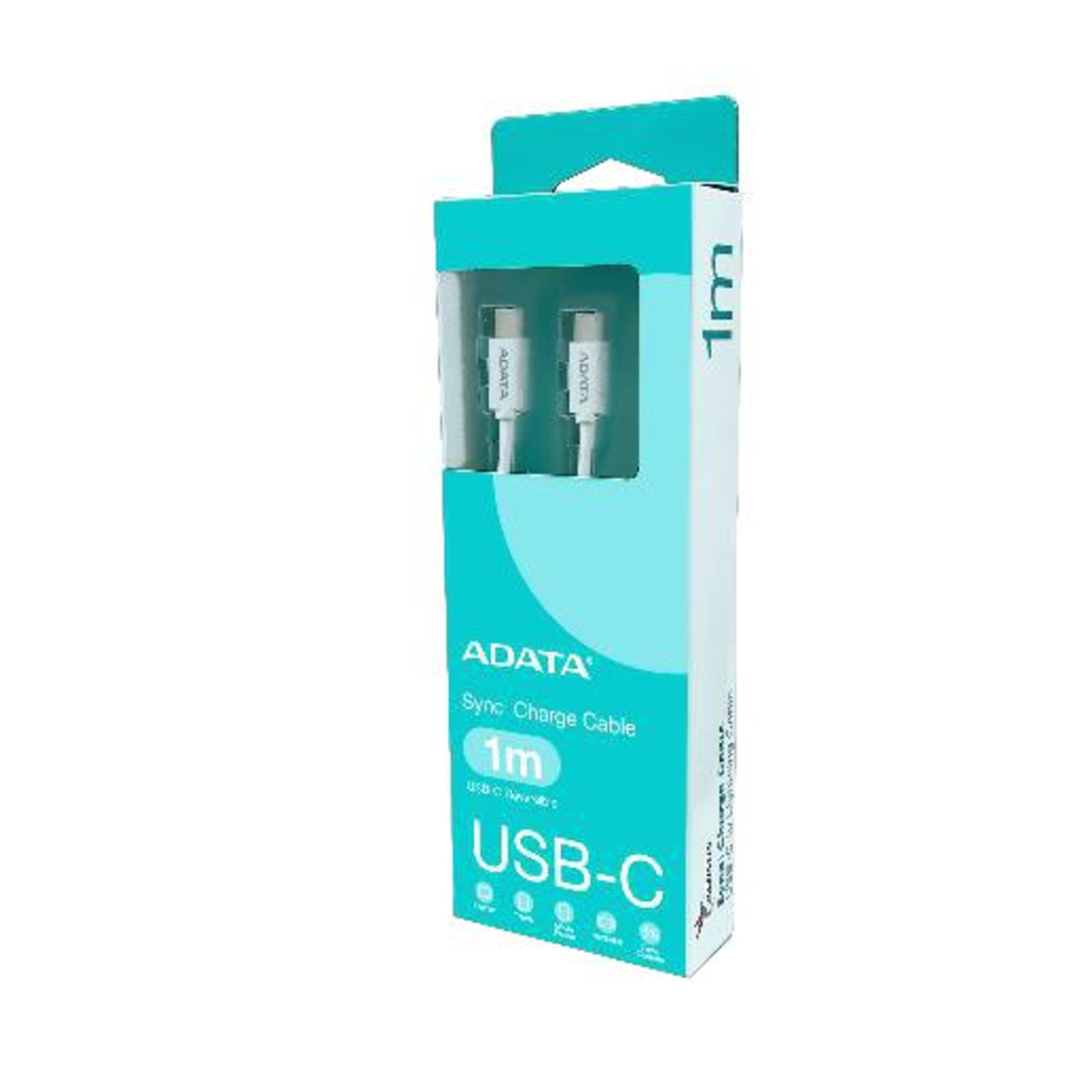 ADATA USB 2.0 Cable USB-C Plug White 1 Metre PD 3.0 QC 3.0 Charging