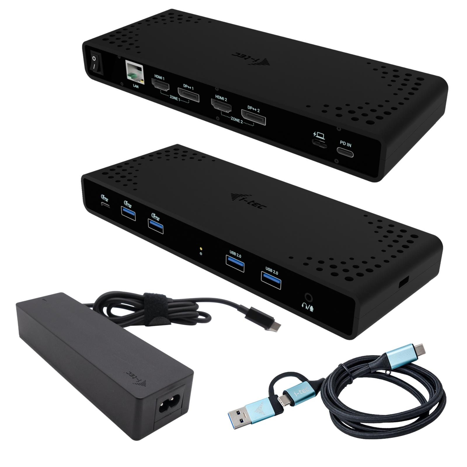 i-tec Universal Dual 4K Display Docking Station 2xDP 2xHDMI LAN Audio Power Delivery 85W + USB-C