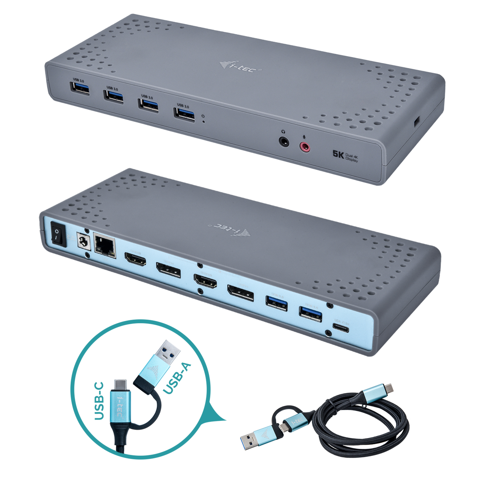 i-tec USB 30 USB-C Thunderbolt 2x 4K 1x 5K Dual Display Docking Station DP HDMI LAN Audio