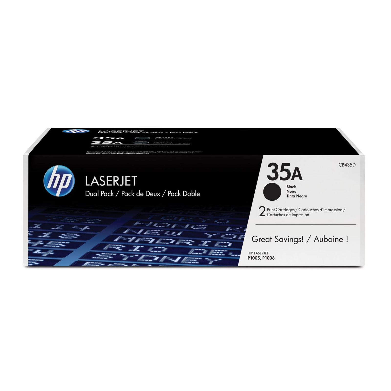HPI 35A 2-pack Black Original LaserJet Toner Cartridge CB435AD