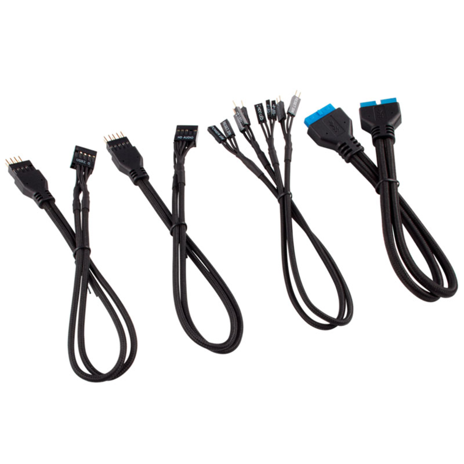 Corsair Premium Sleeved Front Panel Cable Extension Kit Black