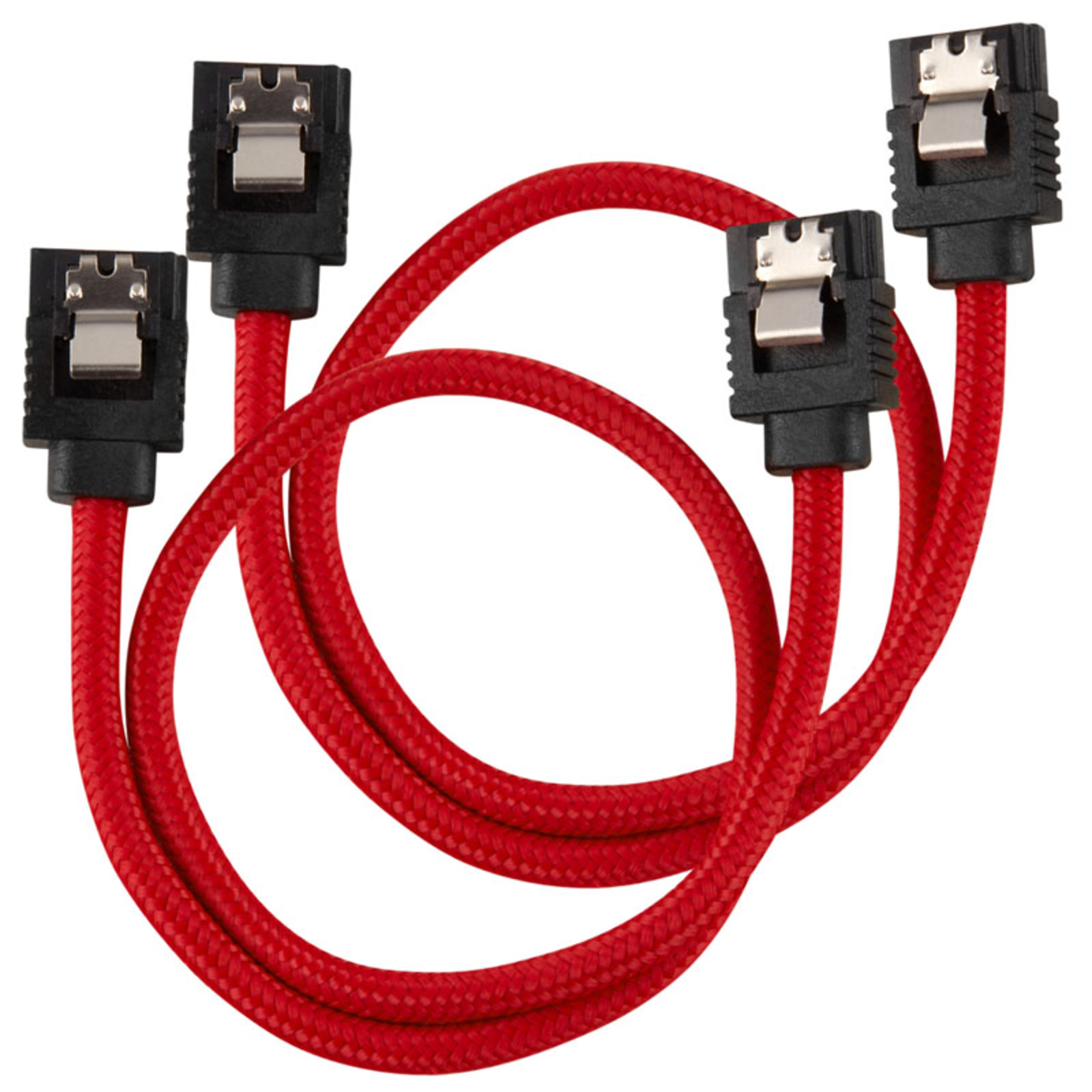 Corsair Premium Sleeved SATA Cable Red 30cm Pack of 2