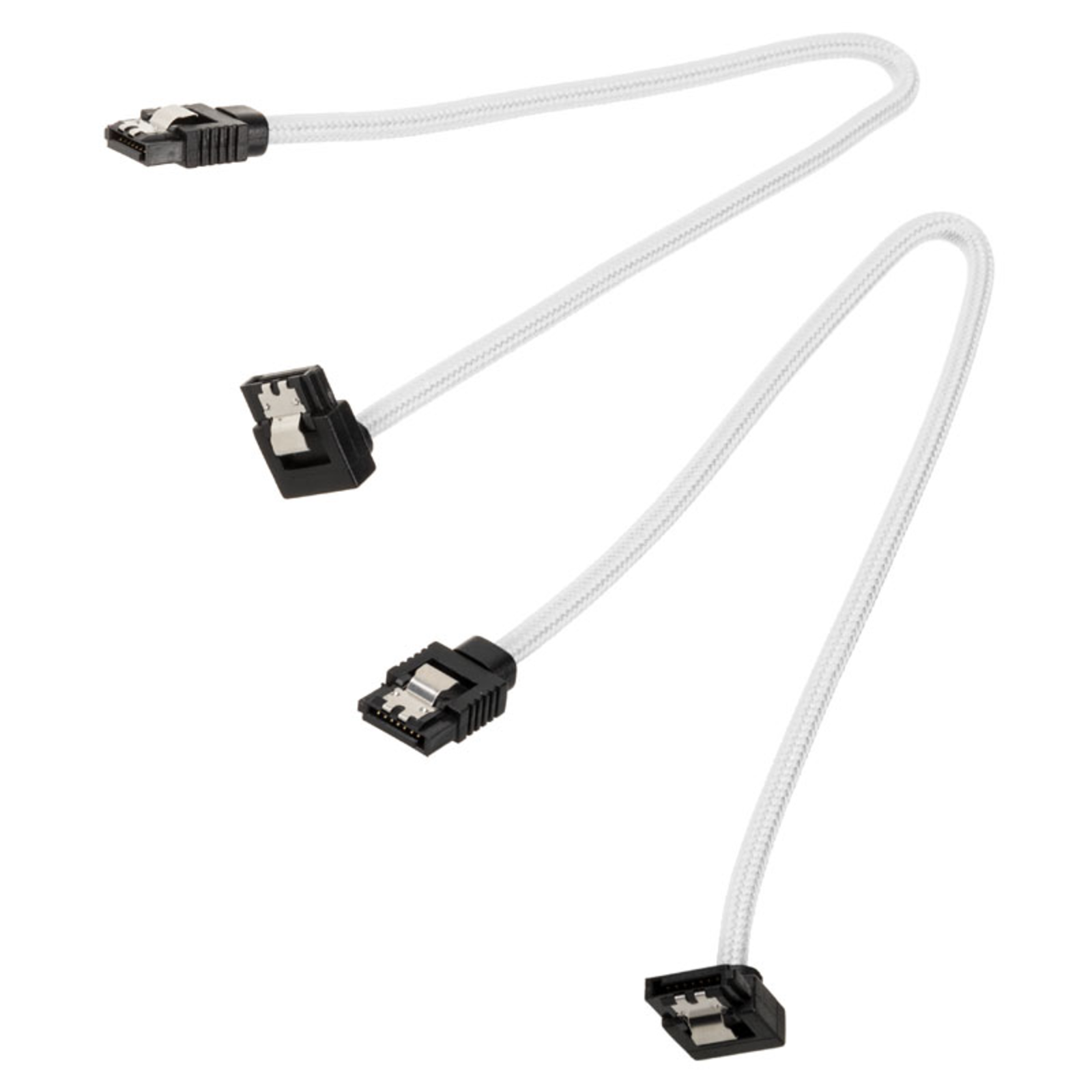 Corsair Premium Sleeved SATA Cable Angled White 30cm Pack of 2