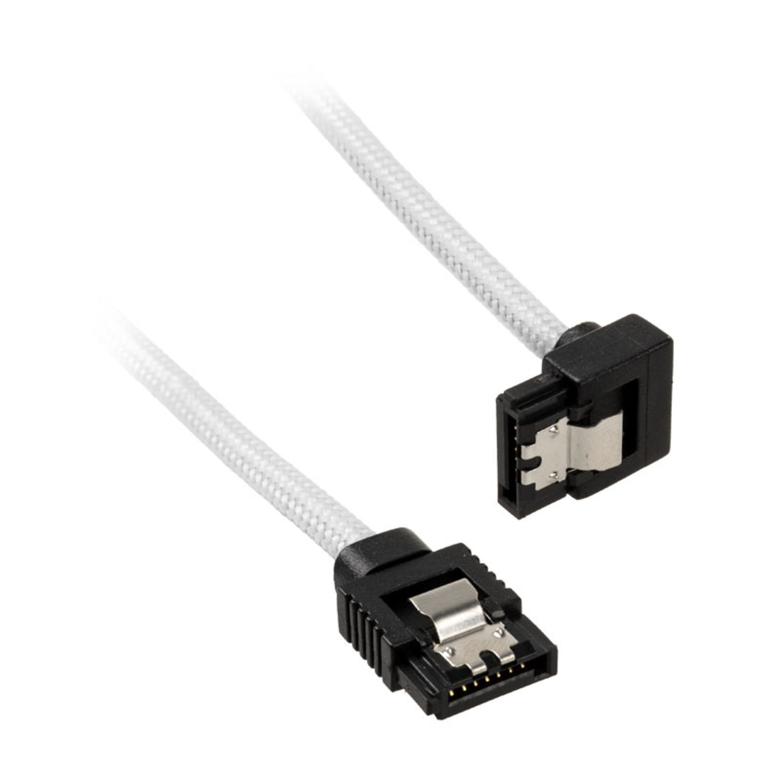 Corsair Premium Sleeved SATA Cable Angled White 30cm Pack of 2
