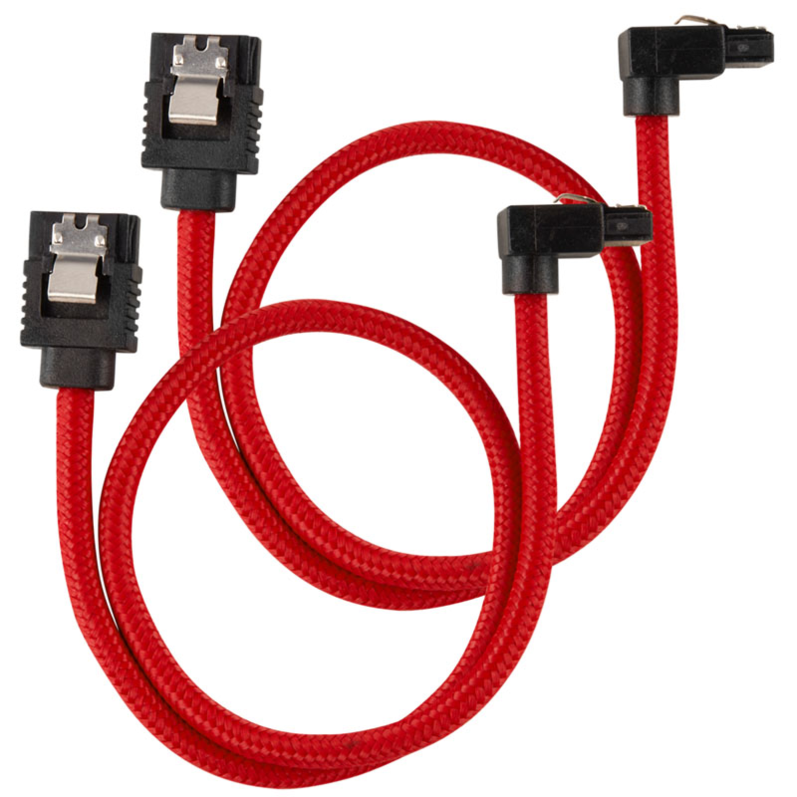 Corsair Premium Sleeved SATA Cable Angled Red 30cm Pack of 2