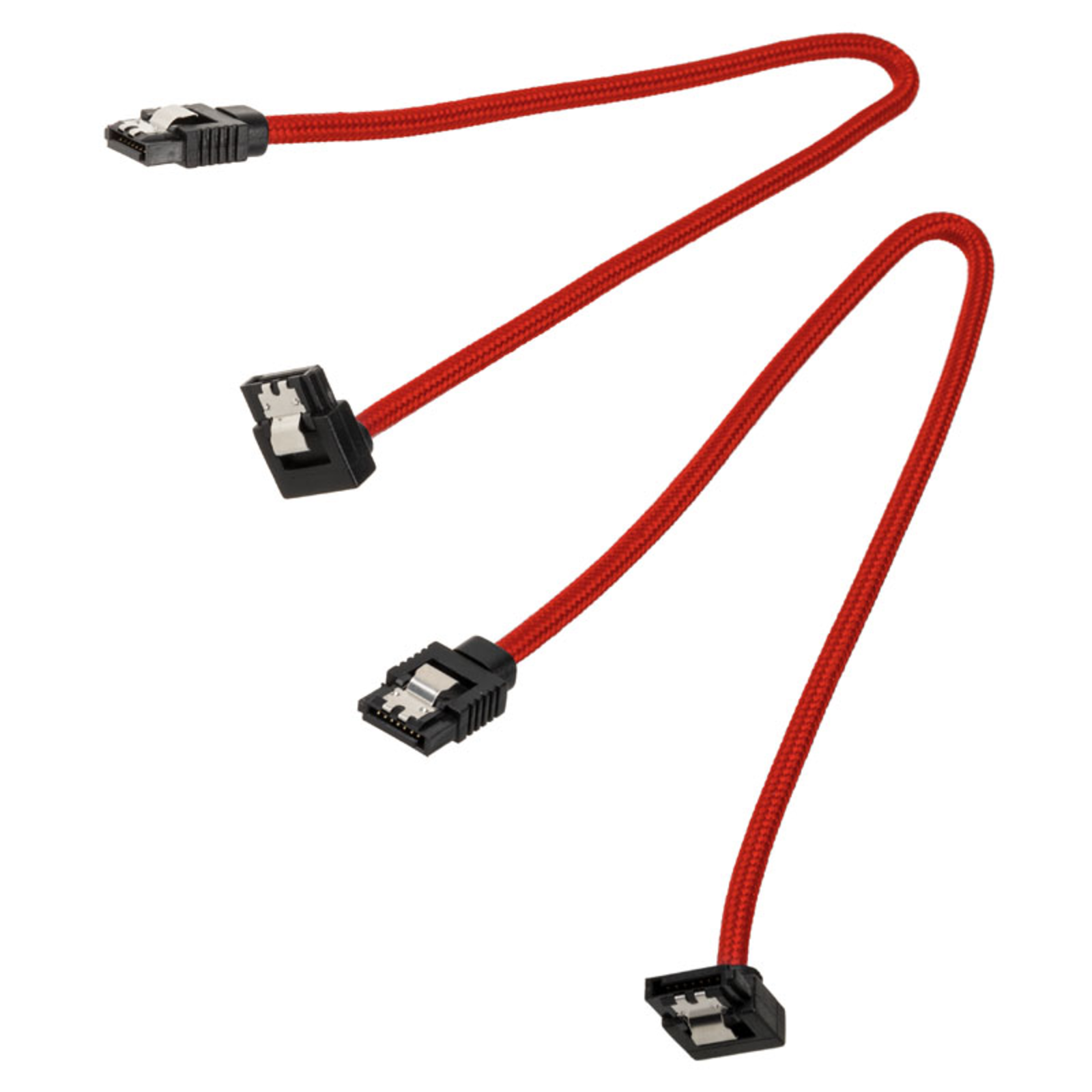 Corsair Premium Sleeved SATA Cable Angled Red 30cm Pack of 2