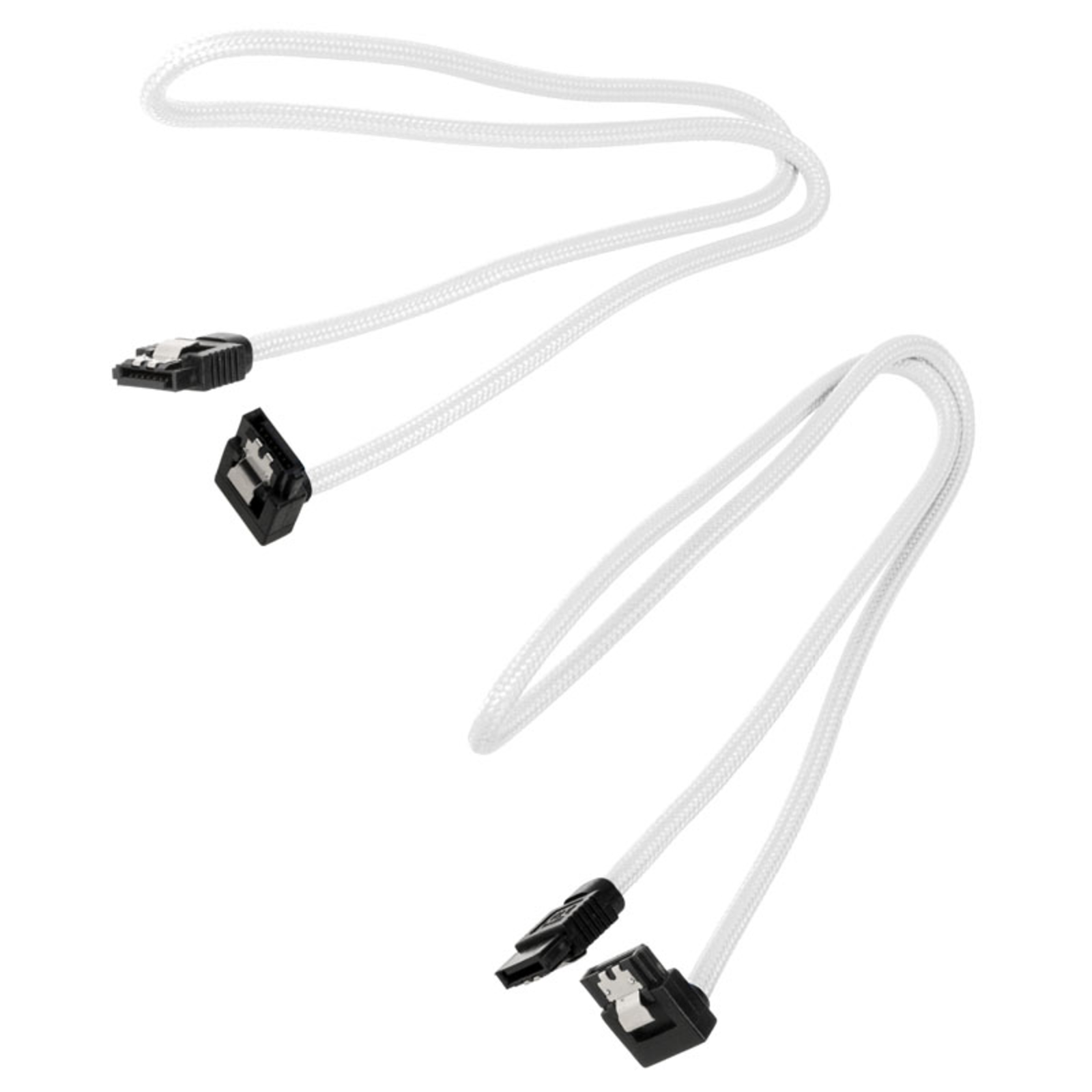 Corsair Premium Sleeved SATA Cable Angled White 60cm Pack of 2
