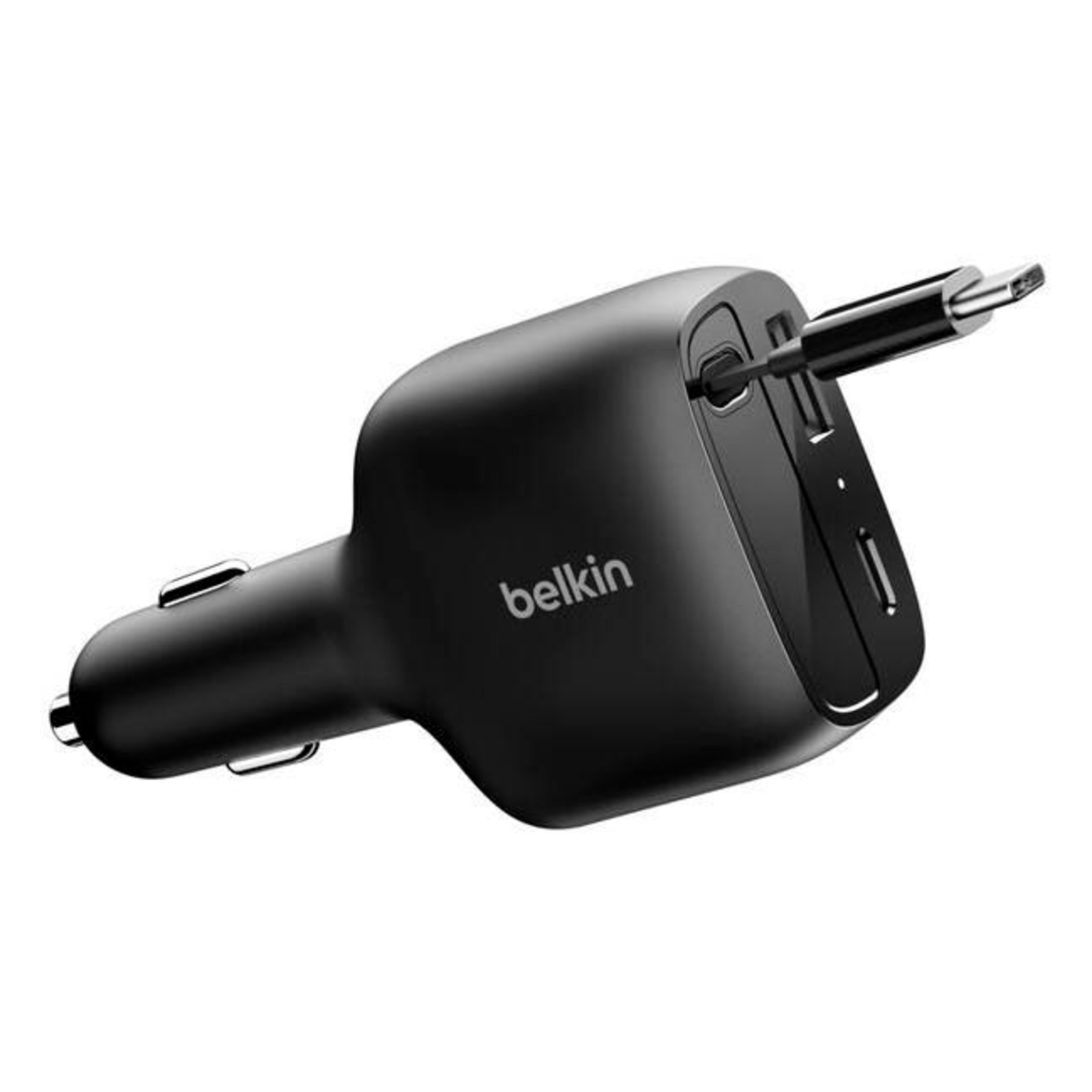 Belkin 75W 2-Port W Retractable USB-C Cbl Car Cable