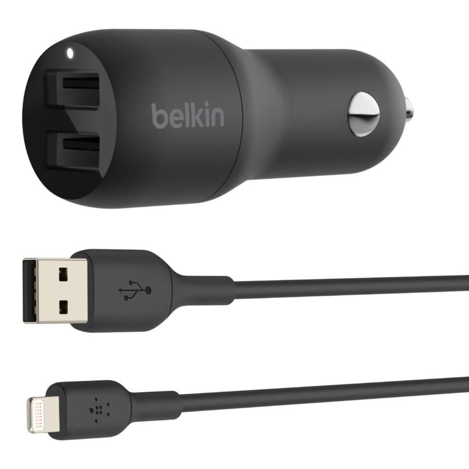 Belkin BoostCharge Dual Charger Car Power Supply 24 Watt 4.8 A 2 Output Ports USB