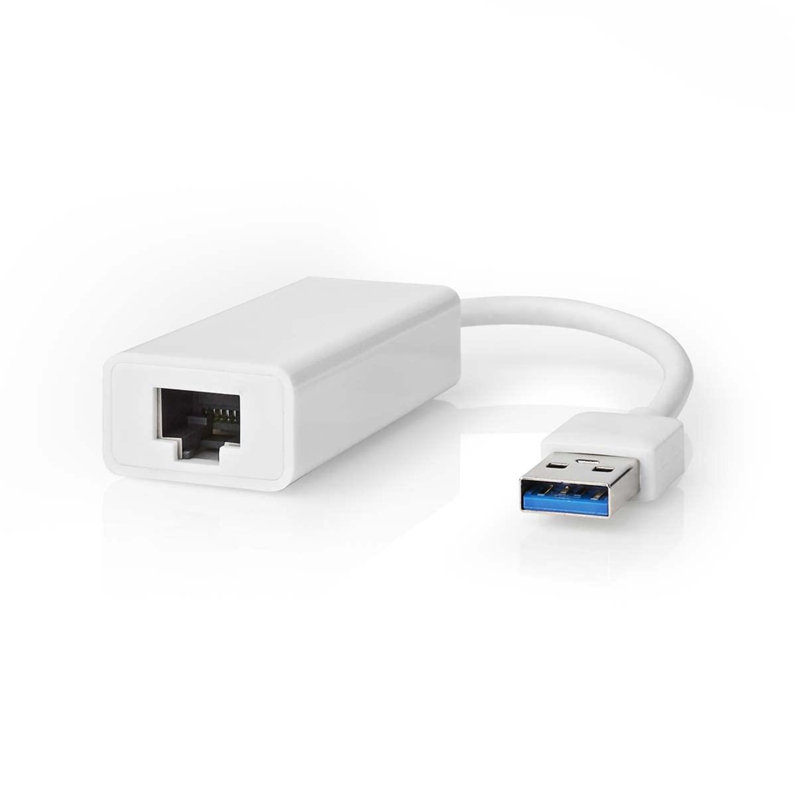 NEDIS USB Adapter USB 3.2 Gen 1 USB-A Male RJ45 Female 1GBps 0.20m Round Nickel-plated ABS White Box
