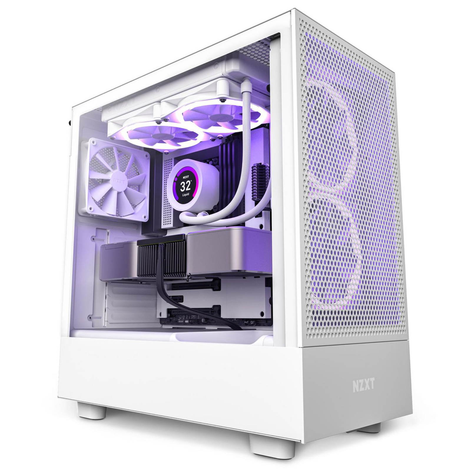 NZXT H Series H5 Flow Tower Extended ATX No Power Supply White