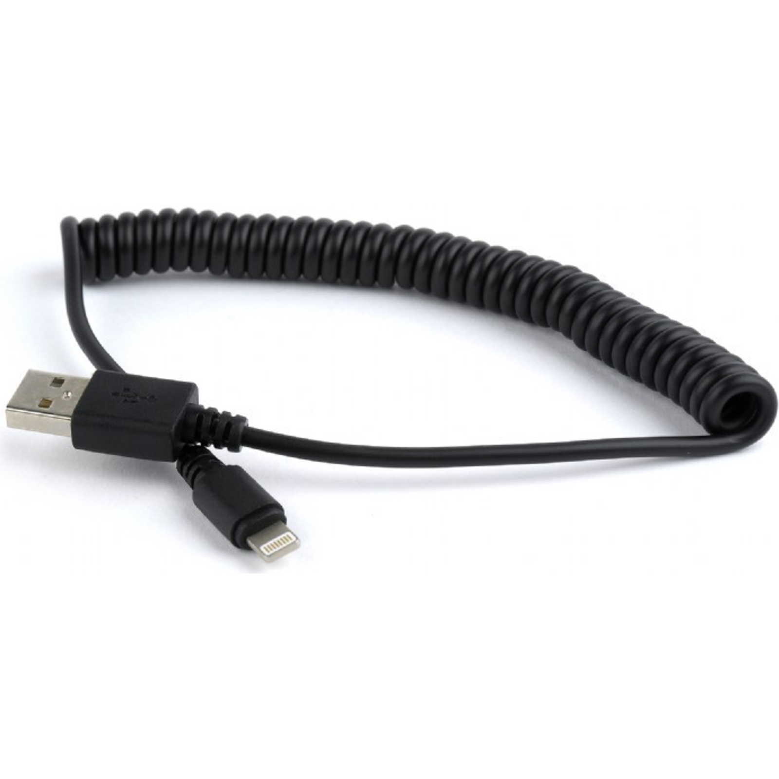 Gembird Cablexpert Lightning Cable USB Male to 1.5 M Shielded Black Moulded Spiral Apple IPhone