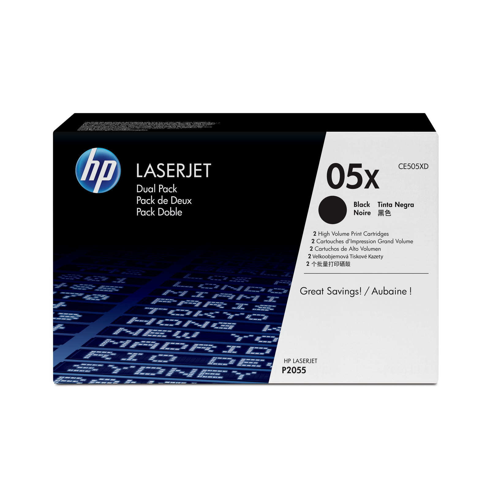 HPI 05X Pack of 2 Black LaserJet Toner Cartridges