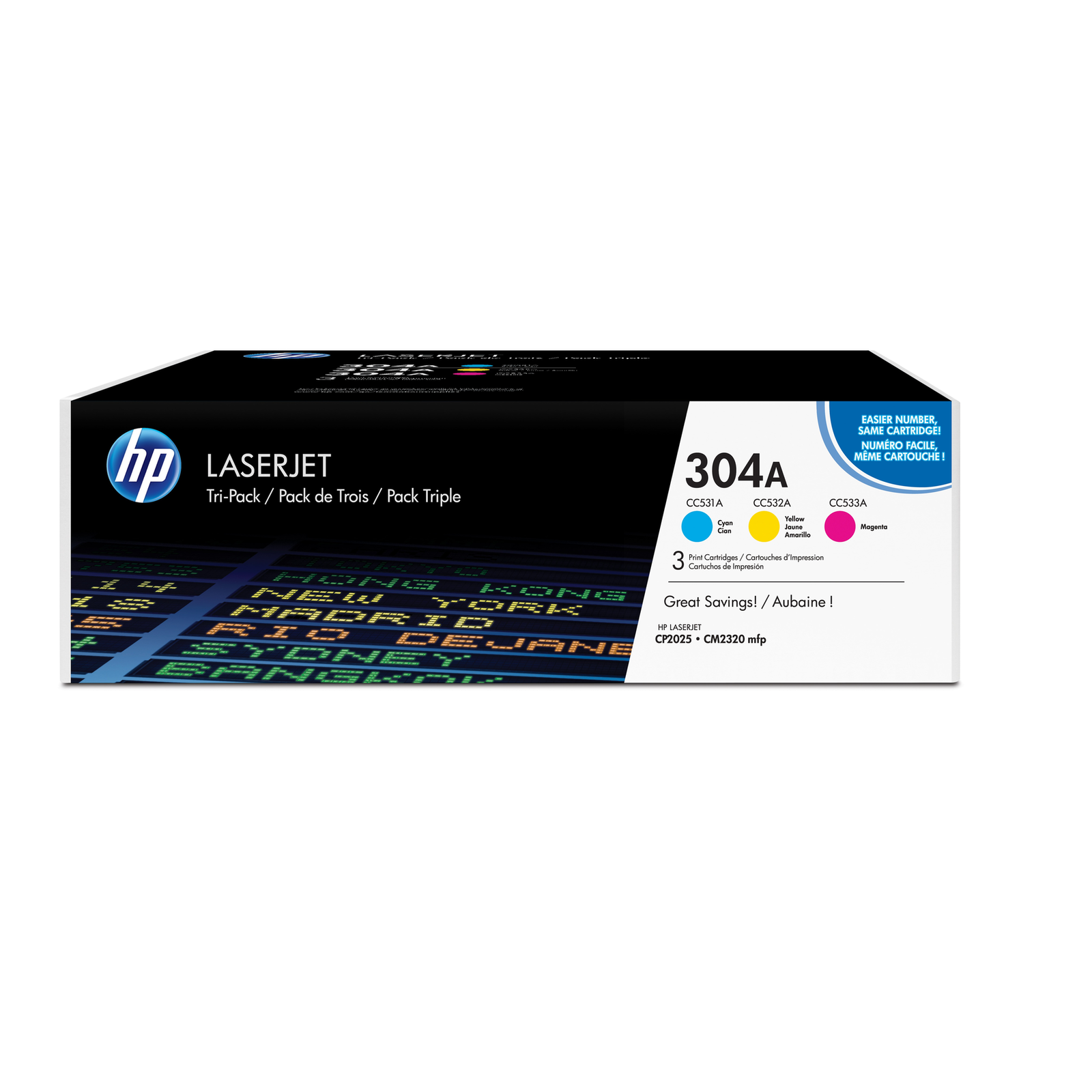 HPI 304A 3-pack Colour Tricolour LaserJet Toner Cartridge