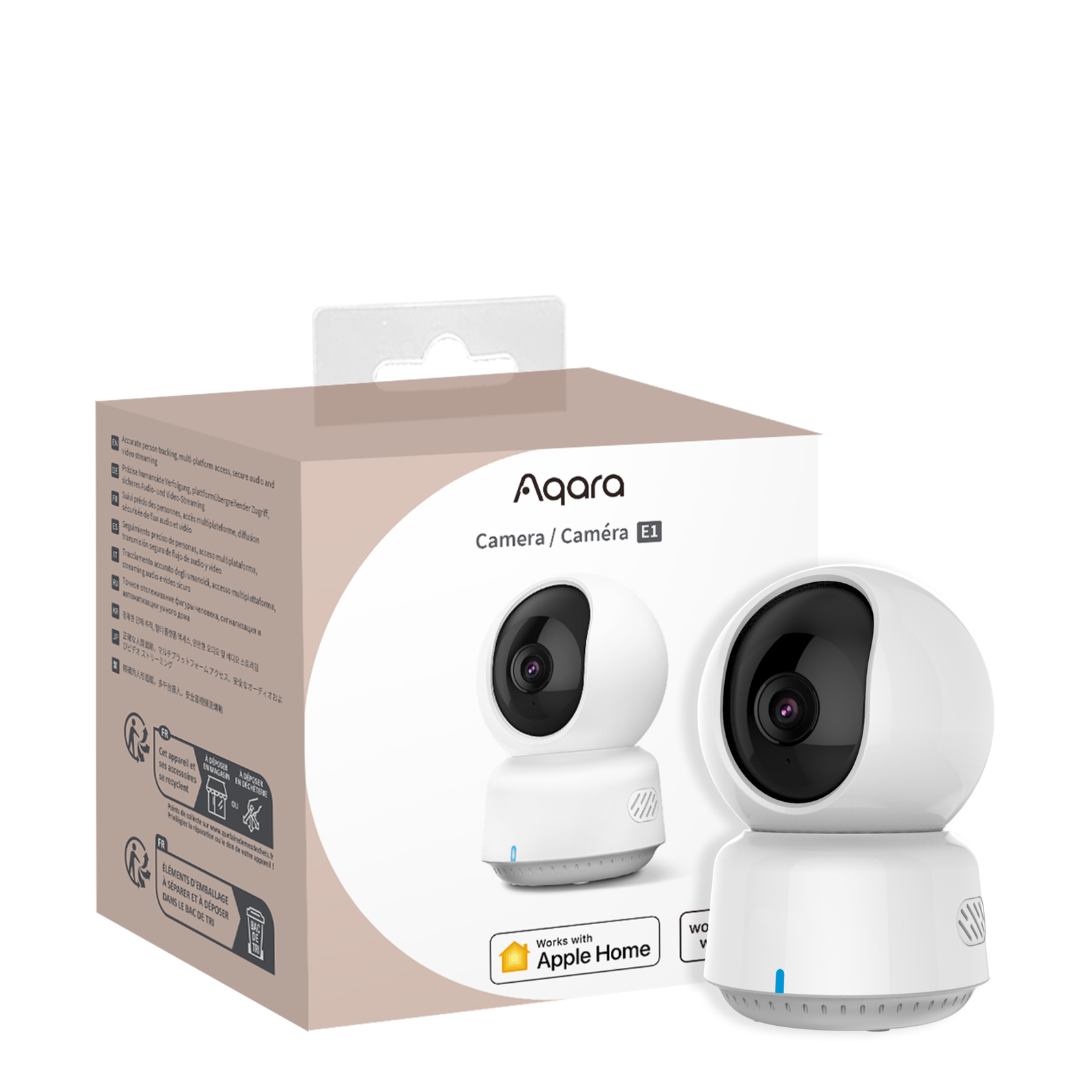 Aqara E1 IP Security Camera Indoor Wired And Wireless Desktop Bench Black White Spherical
