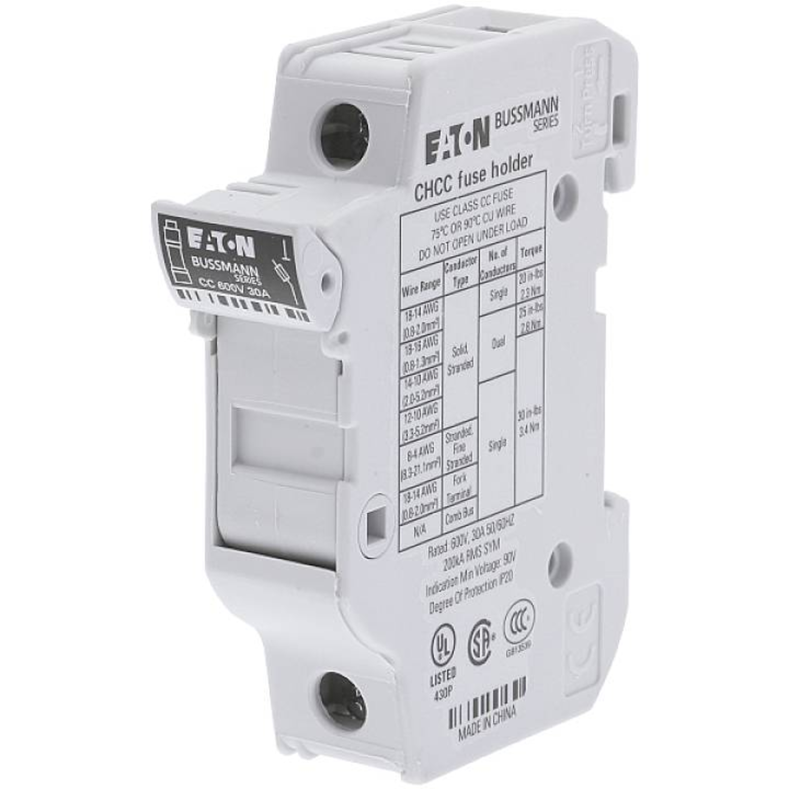 Eaton CHCC1DU Fuse Holder 1-phase Suitable for Fuses Miniature Fuse 10.3 X 38