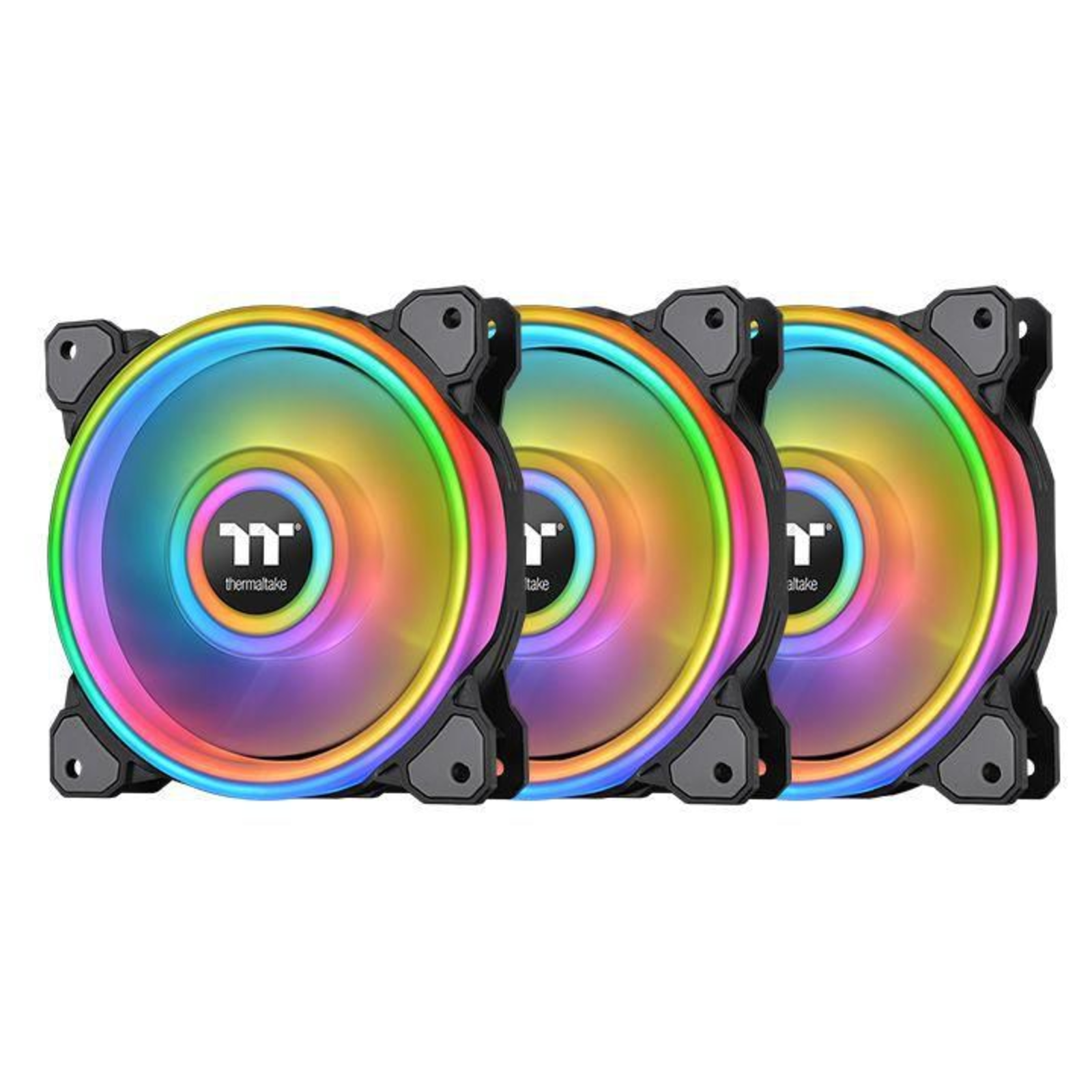 Thermaltake Riing Quad 12 RGB Radiator Fan TT Premium Edition 3 Pack Black Set of 3 1x Controller