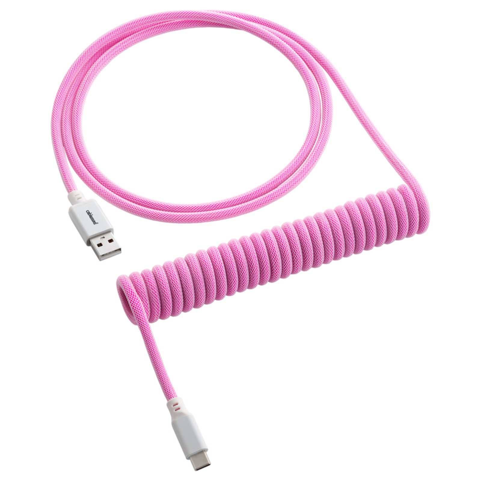 CableMod Classic Coiled Keyboard Cable USB-C to USB Type A Strawberry Cream 150cm