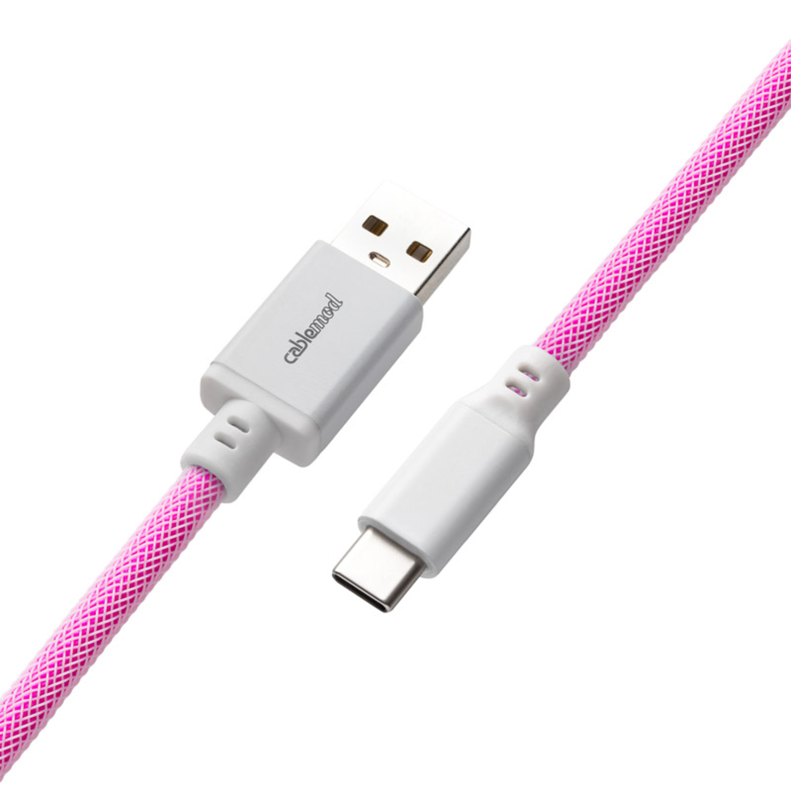 CableMod Classic Coiled Keyboard Cable USB-C to USB Type A Strawberry Cream 150cm