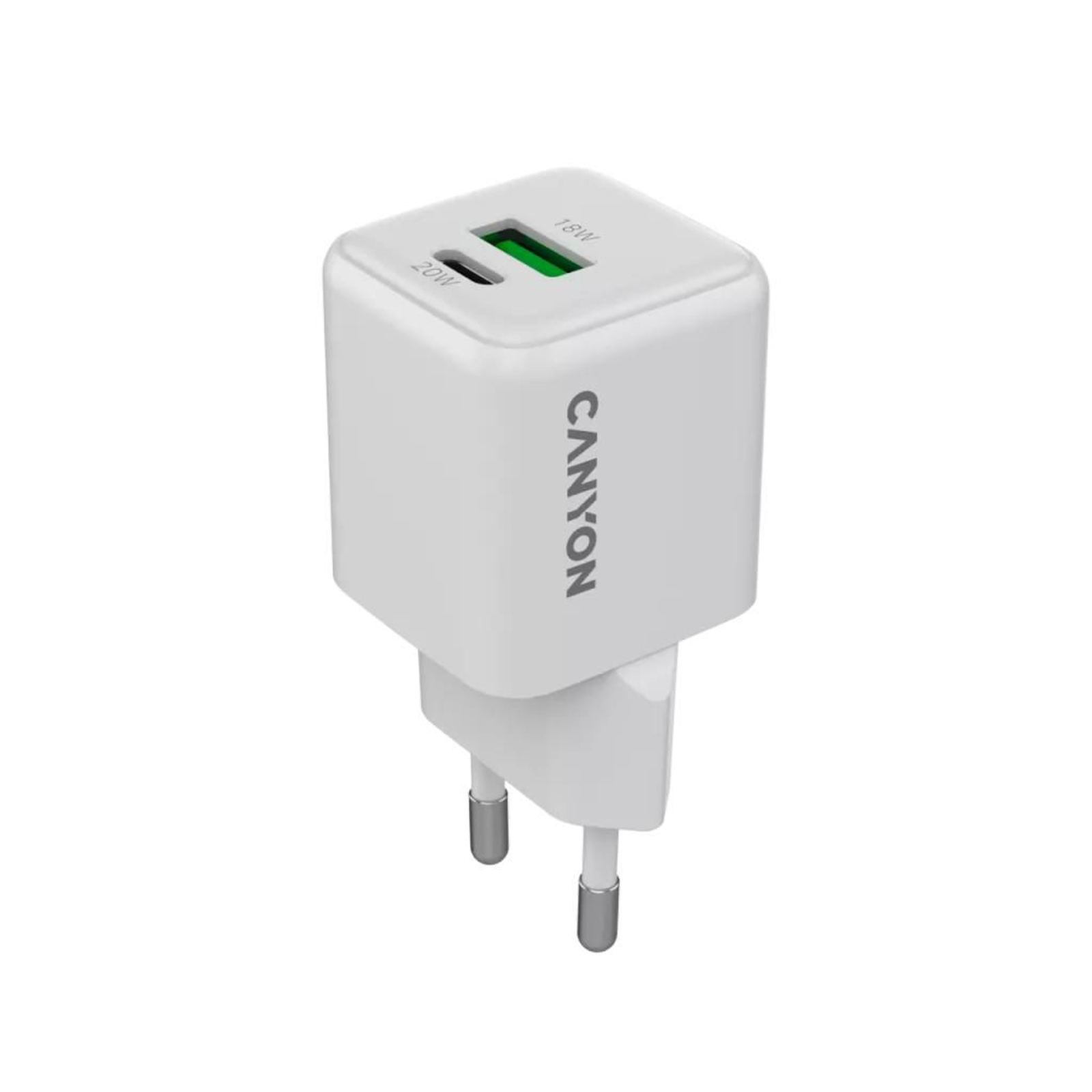 CANYON Charger CU20AC GaN 20W 1xPD 1xQC EU White