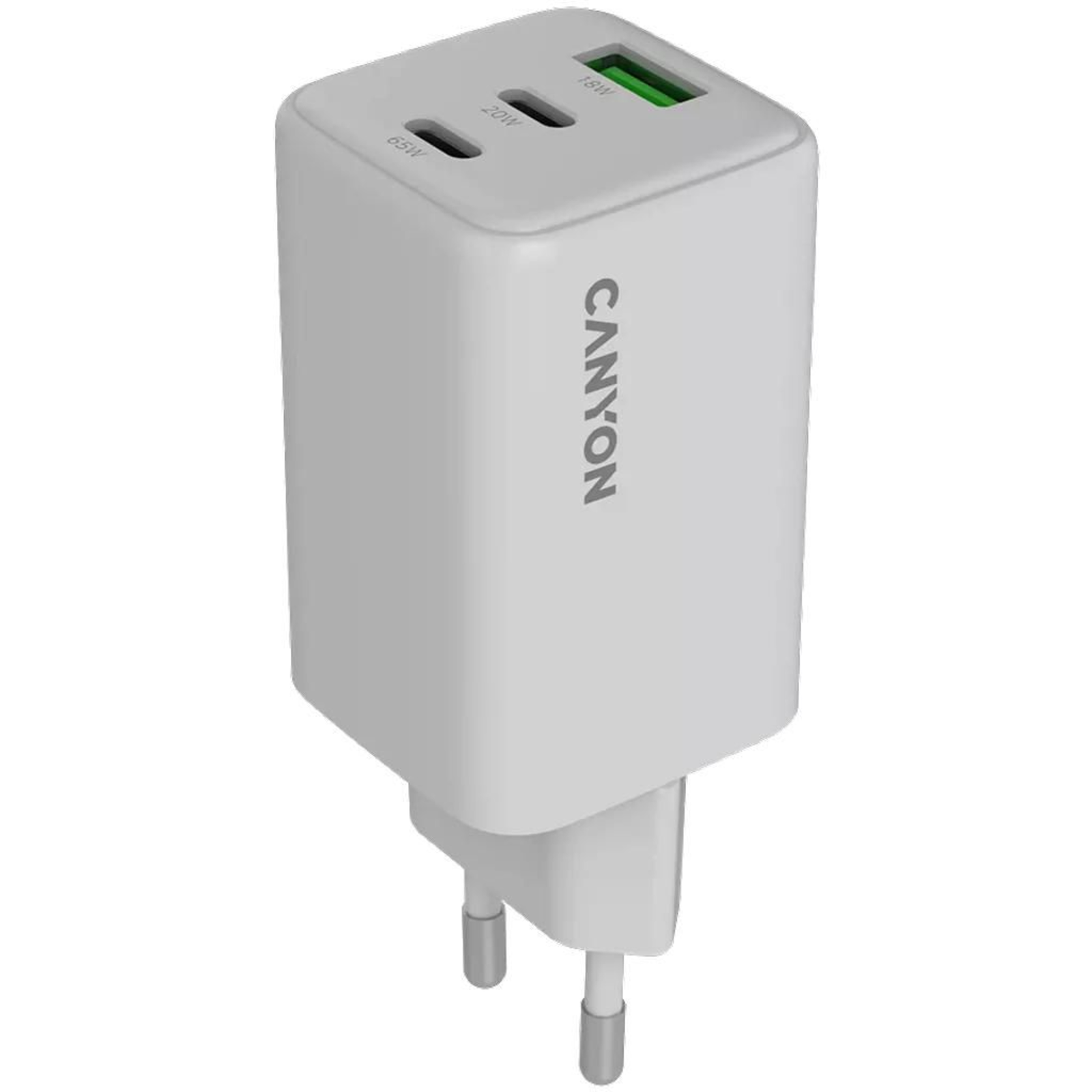 Canyon Charger CU65ACC GaN 65W PD 3-port USB-AUSB-C WH Retail