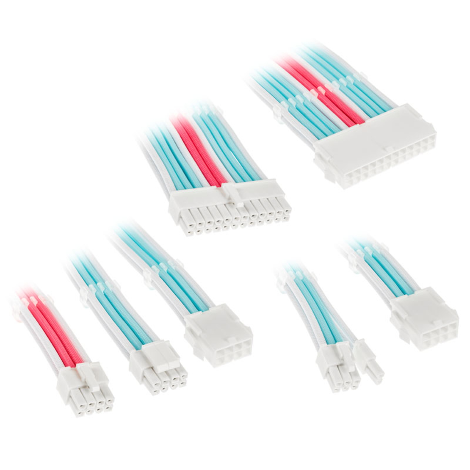 Kolink Core Adept Braided Cable Extension Kit Brilliant White/neon Blue/Pure Pink