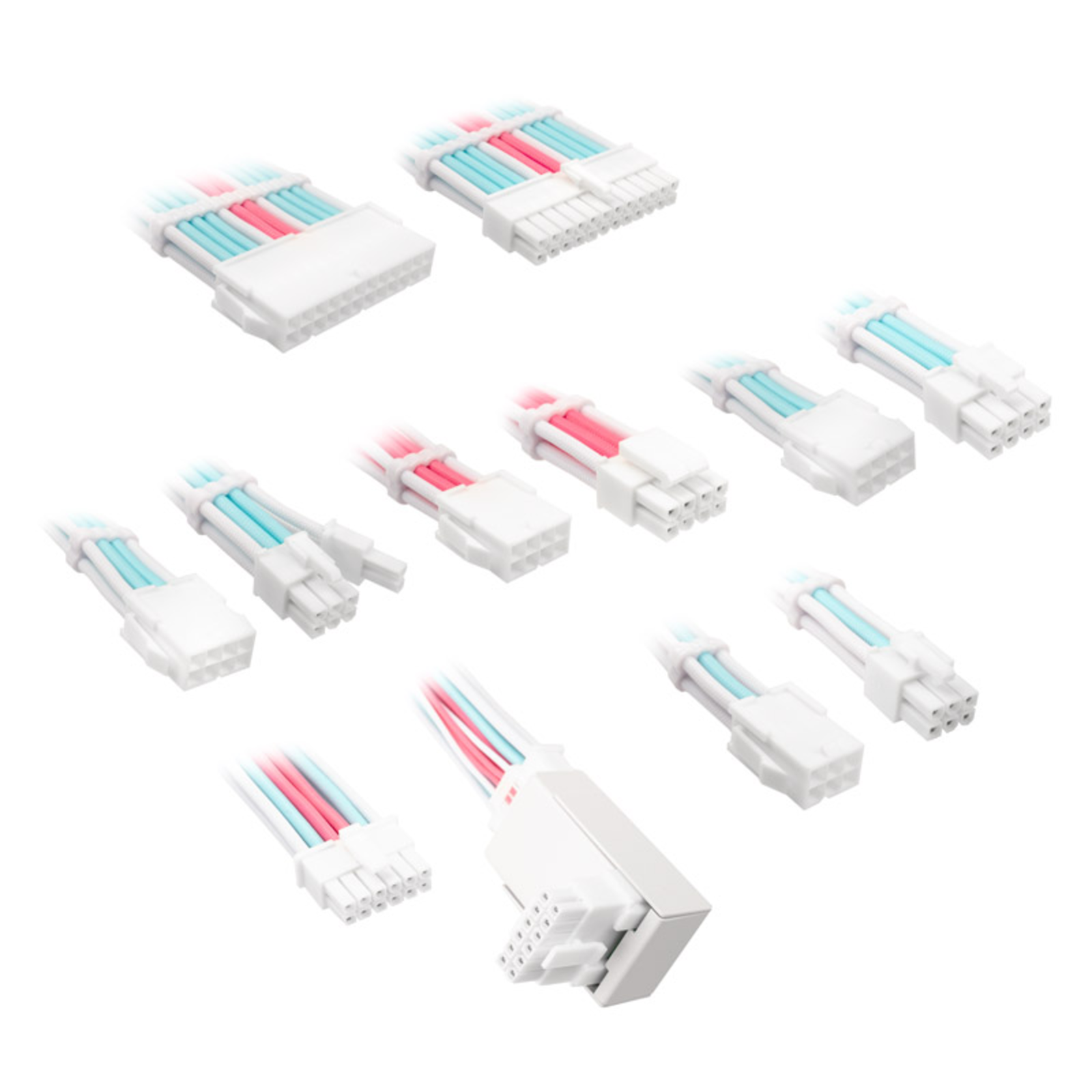 Kolink Core Pro Braided Cable Extension Kit 12V-2x6 Type 1 Brilliant White/neon Blue/Pure Pink