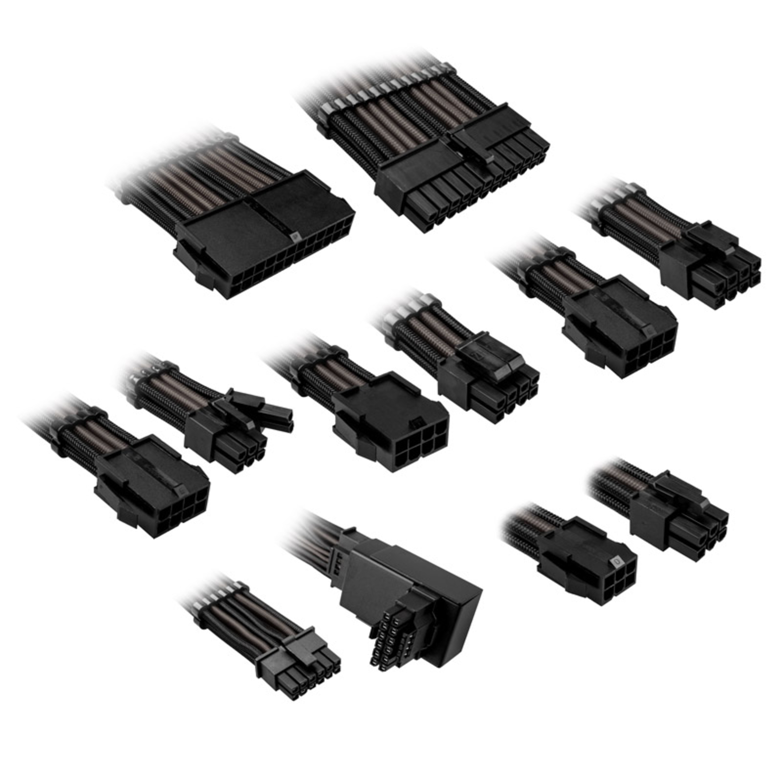 Kolink Core Pro Braided Cable Extension Kit 12V-2x6 Type 1 Jet Black/Gunmetal Grey