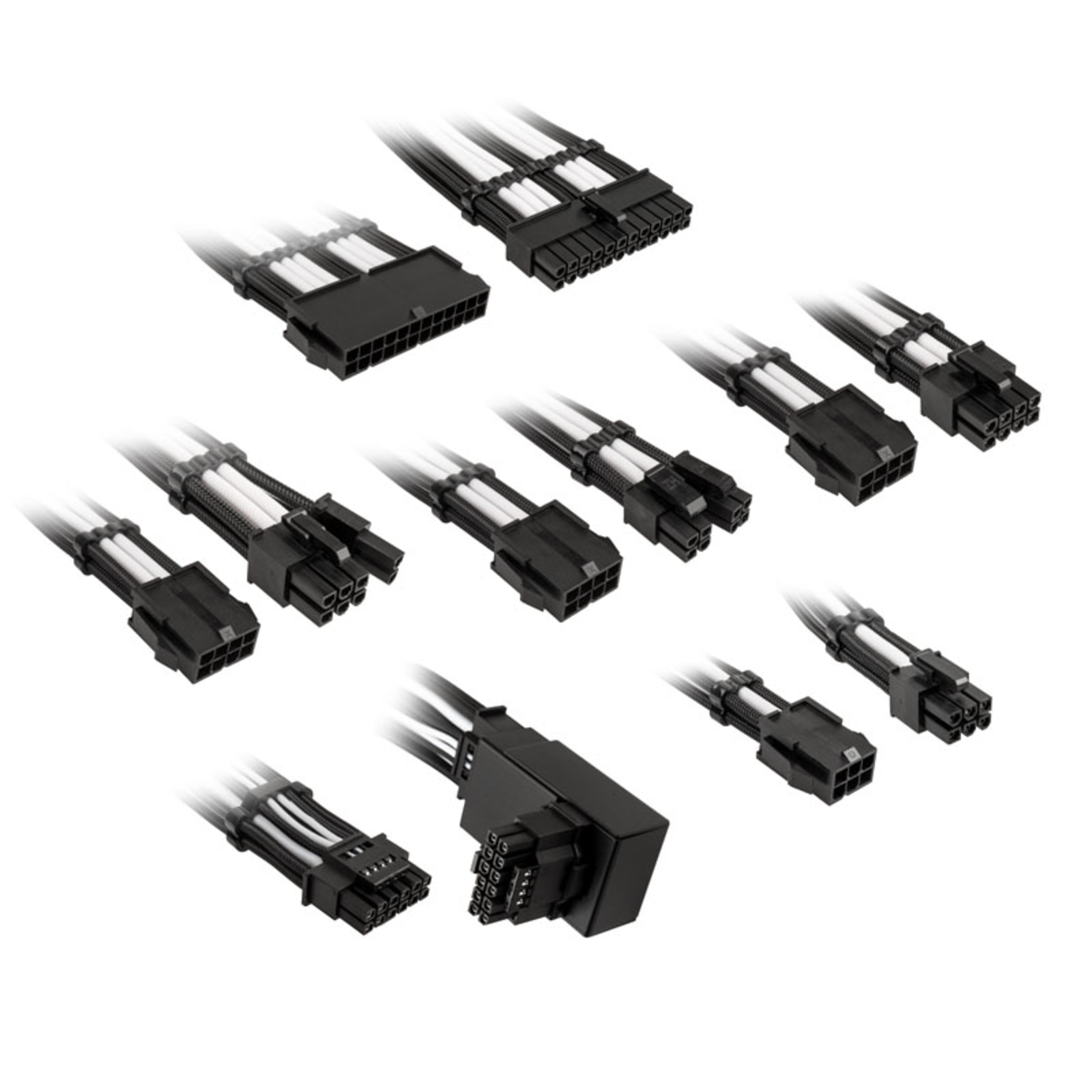 Kolink Core Pro Braided Cable Extension Kit 12V-2x6 Type 1 Jet Black/Brilliant White