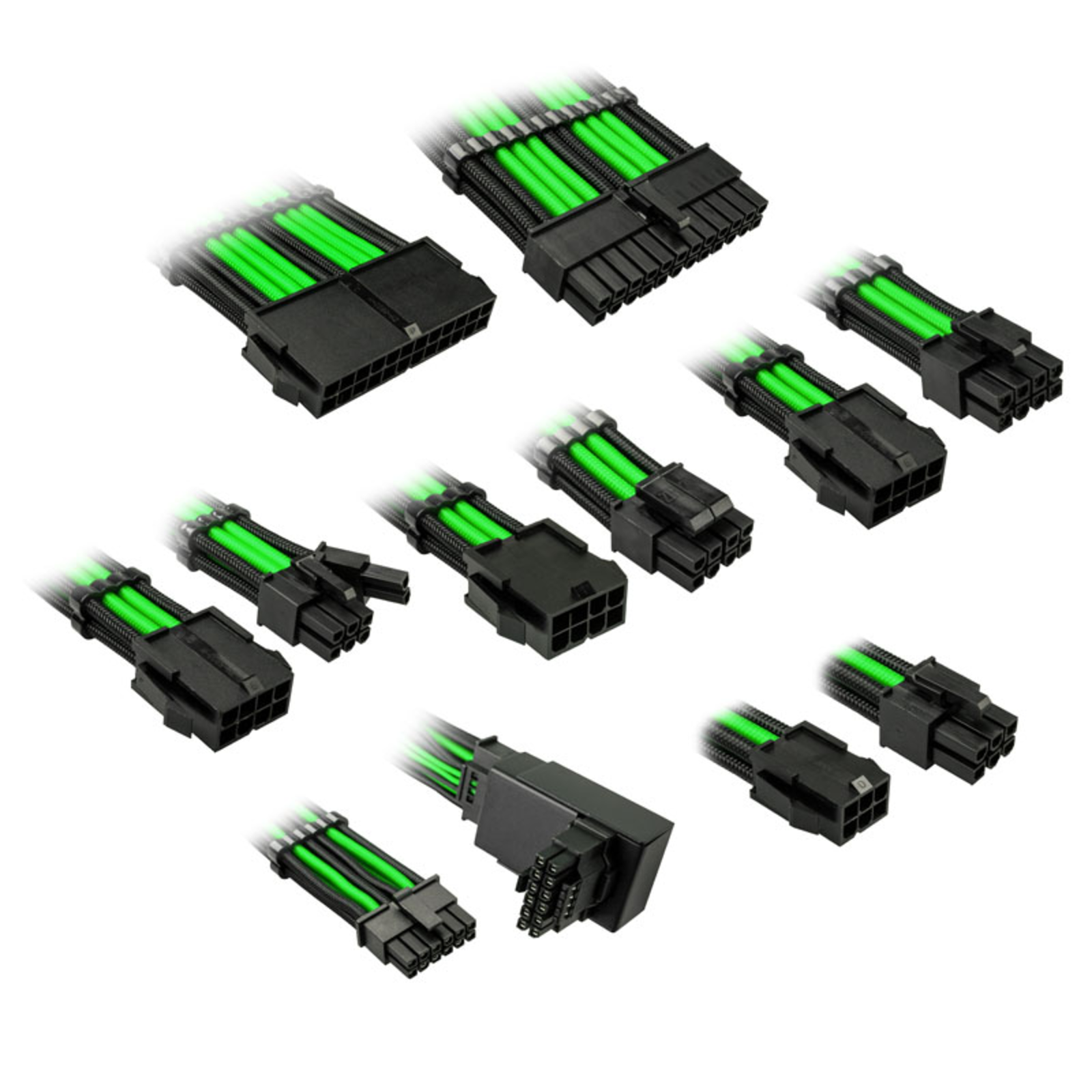 Kolink Core Pro Braided Cable Extension Kit 12V-2x6 Type 1 Venom Green