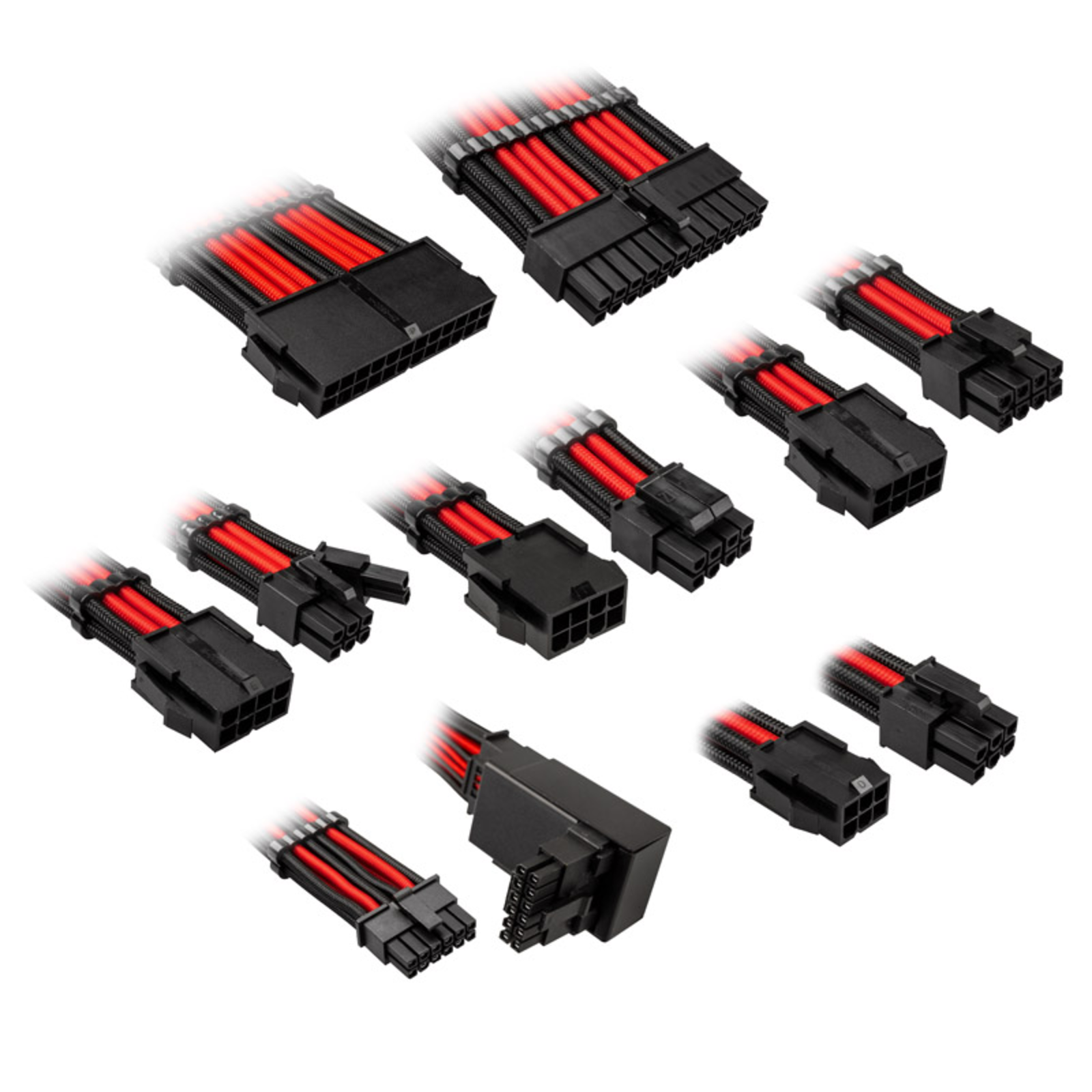 Kolink Core Pro Braided Cable Extension Kit 12V-2x6 Type 2 Jet Black/Racing Red