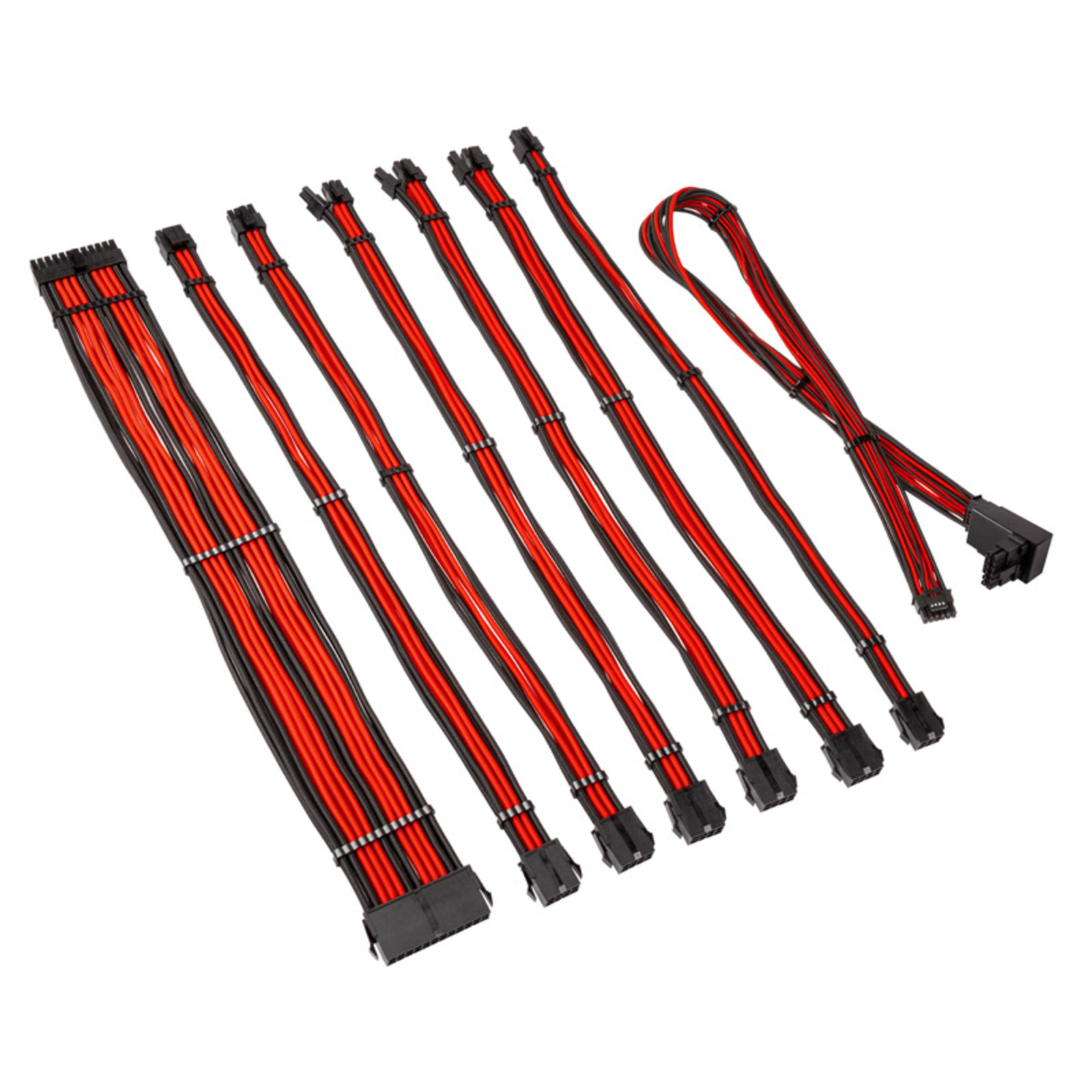 Kolink Core Pro Braided Cable Extension Kit 12V-2x6 Type 2 Jet Black/Racing Red