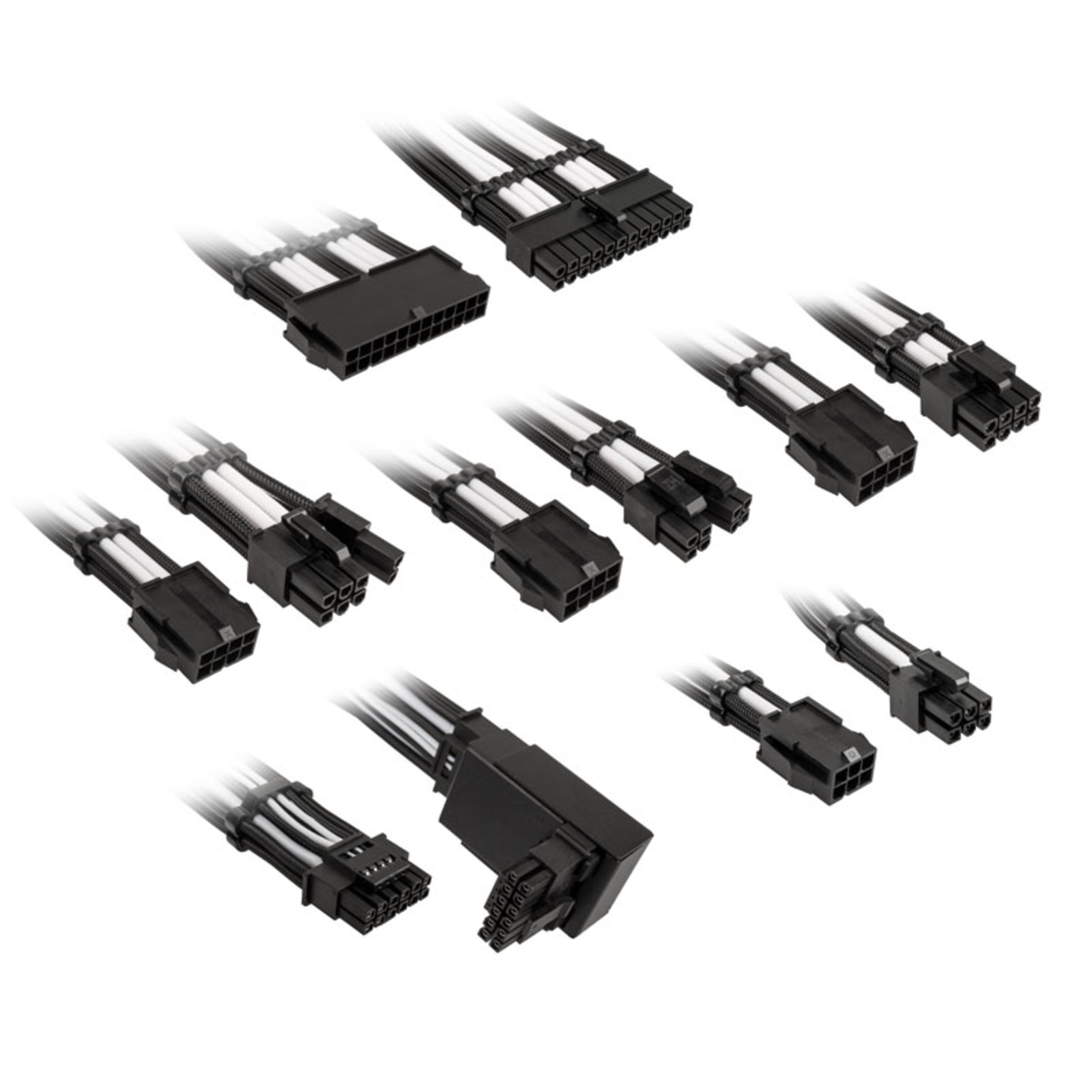 Kolink Core Pro Braided Cable Extension Kit 12V-2x6 Type 2 Jet Black/Brilliant White