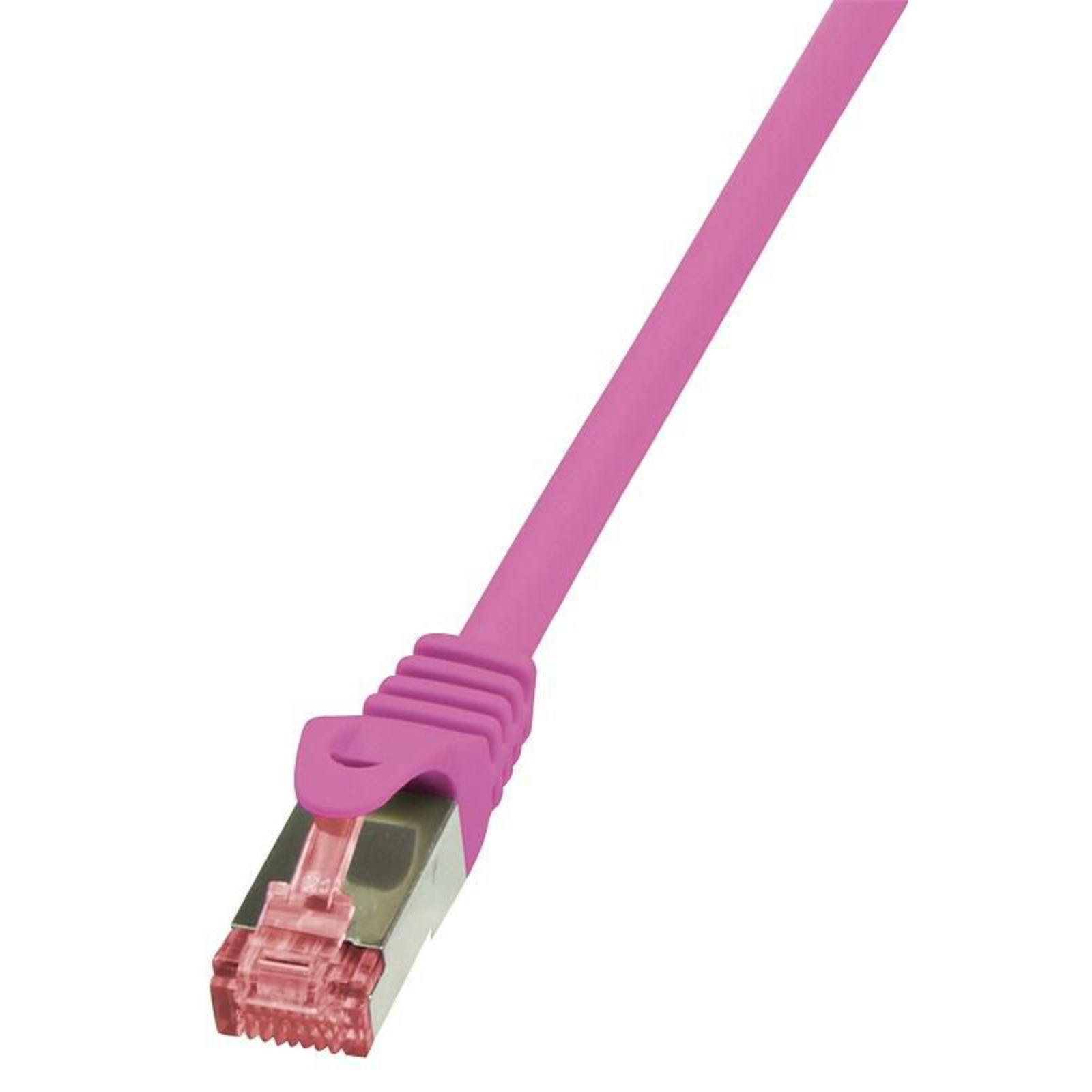 LogiLink RJ45 Network Cable Patch CAT 6 S/FTP 0.25 M Pink Flame Retardantsnap-in Predection 1 Pc.