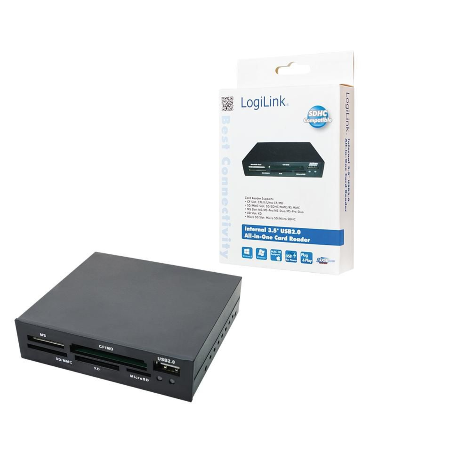 LogiLink Card Reader 3.5inch USB 2.0 All-in-1+USB Card Reader All-in-one CF I CF II MS MS PROmmC SD