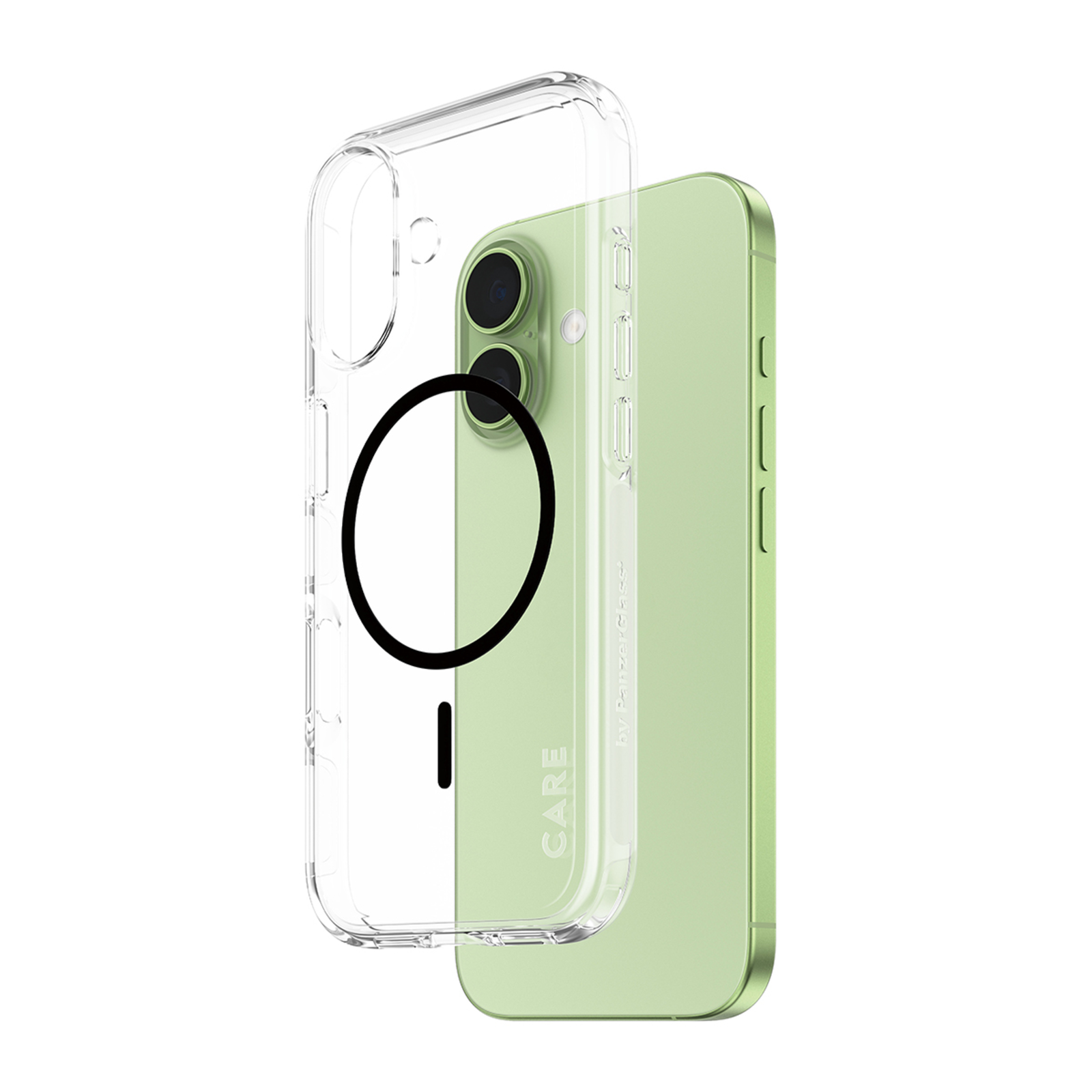 PanzerGlass Glas CARE by Flagship Case transparent Urban Combat W. Black MagSafe IPhone