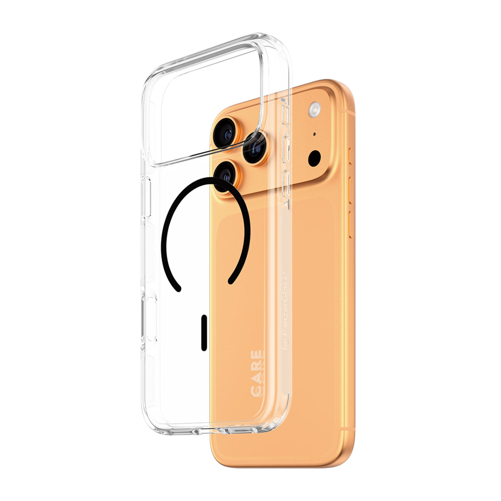 PanzerGlass Glas CARE by Flagship Case transparent Urban Combat W. Black MagSafe IPhone