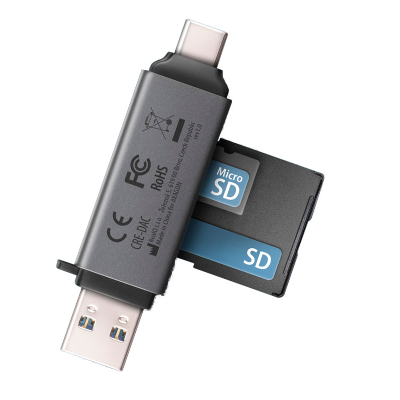 Axagon CRE-DAC USB-C 3.2 Card Reader (Grey)