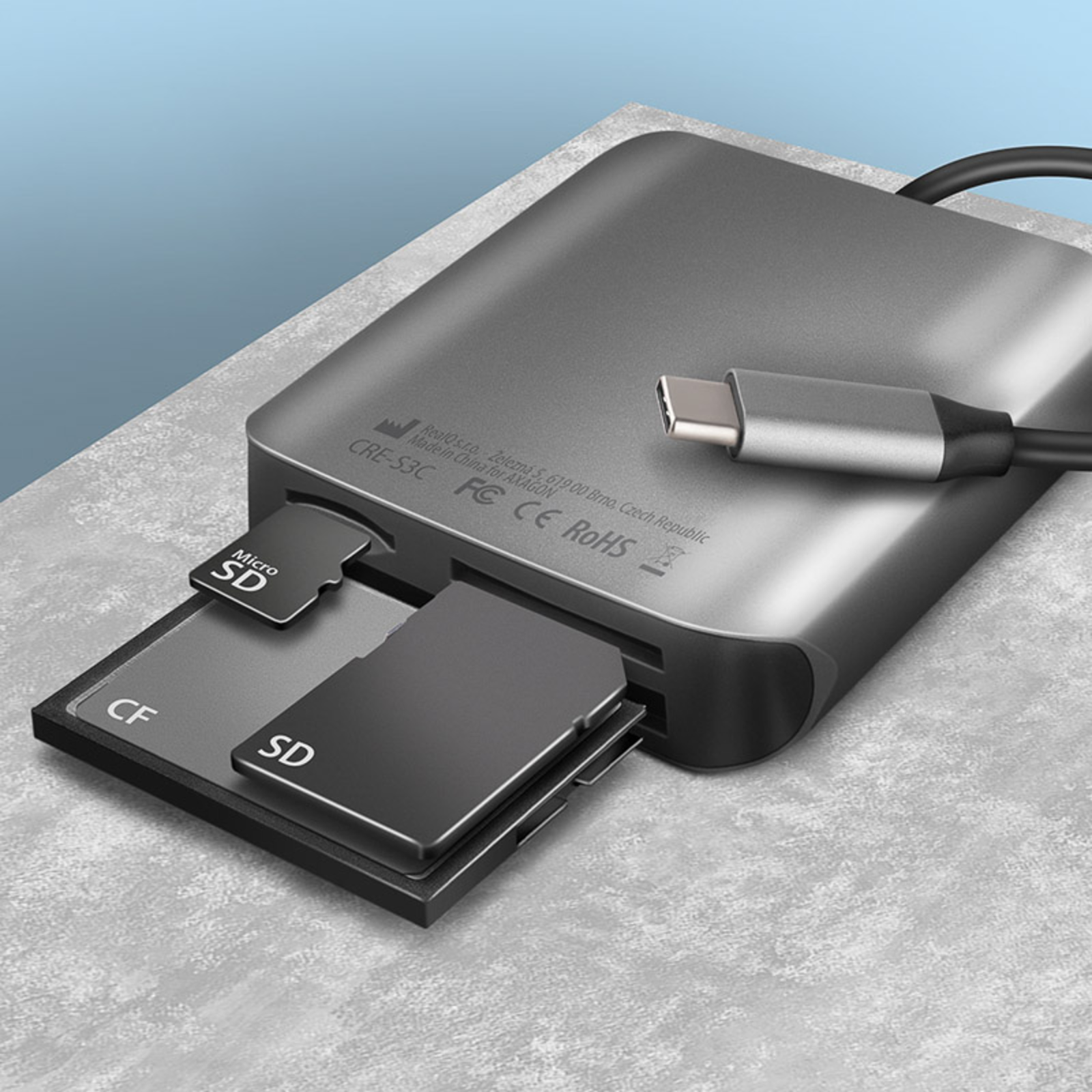 Axagon CRE-S3C External Card Reader USB-C 3.2 Gen 1 3-slot SD/microSD/CF UHS-II