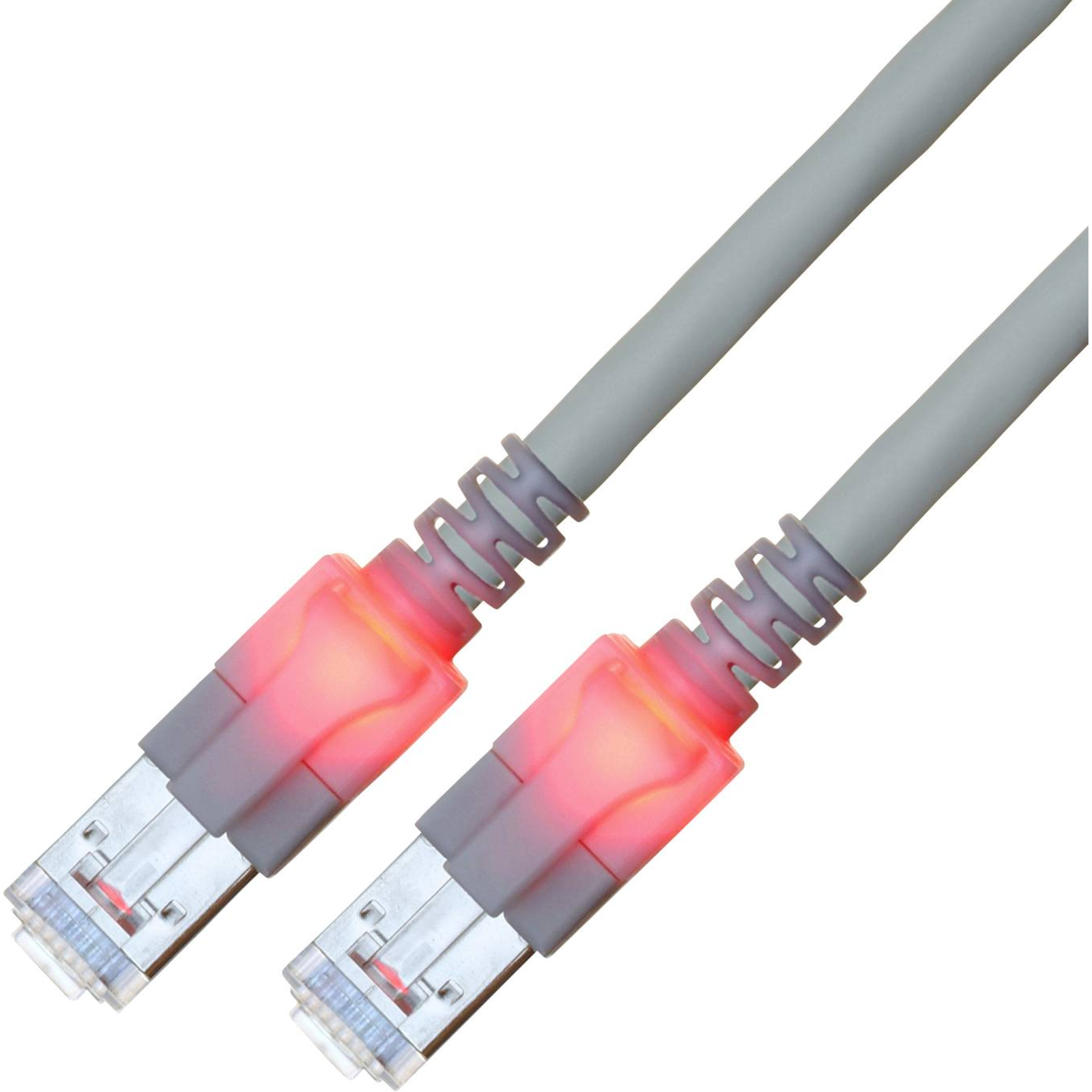 EasyLan DualBoot LED Patch Cable RJ45 S/FTP Cat.6 (Class E) with SaCon Plug LSOH Gray 15 M