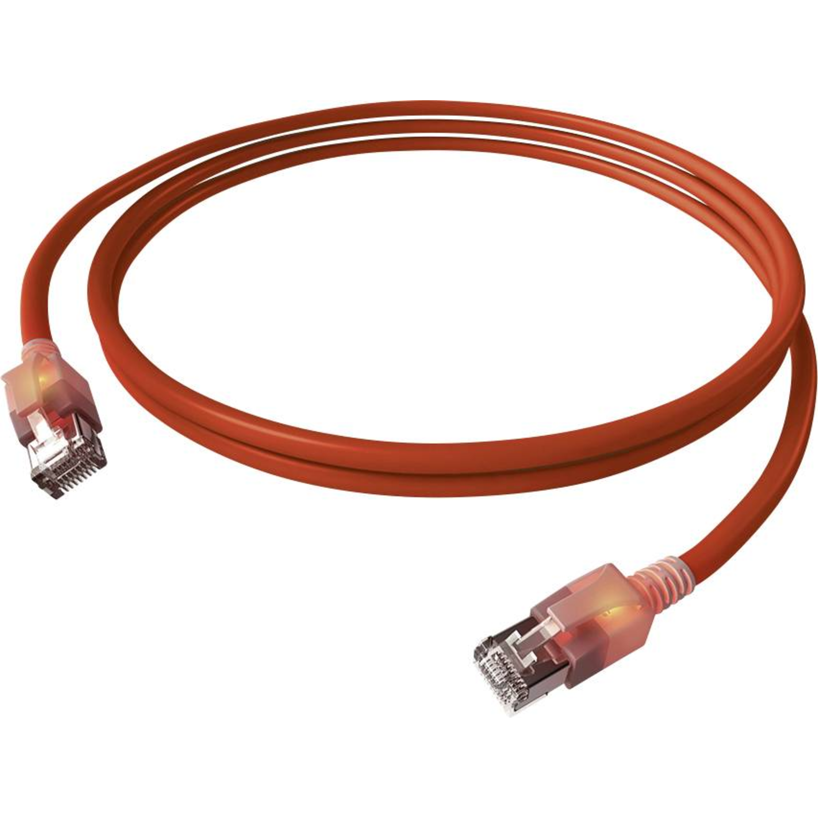 EasyLan DualBoot LED Patch Cable RJ45 S/FTP Cat.6A (Class EA) with SaCon Plug LSOH Red 7 M